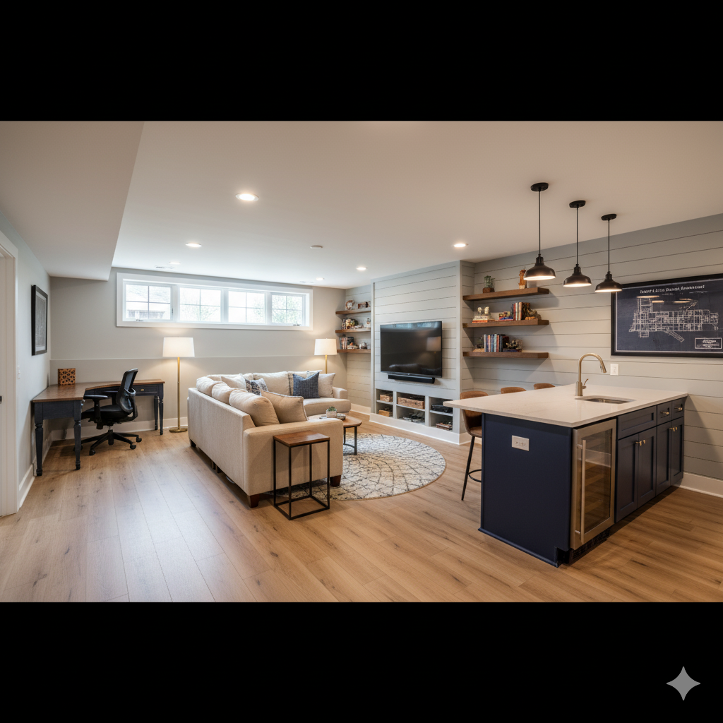 Basement with wet bar