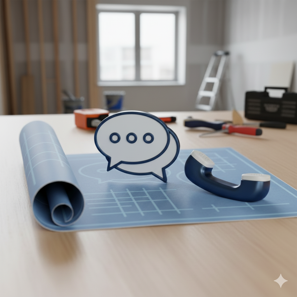 Blueprint with phone on top