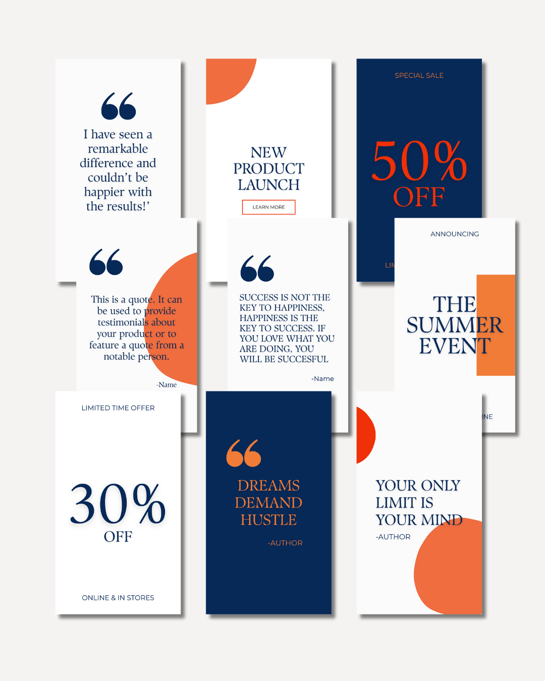 image of six promotional social media templates for instagram