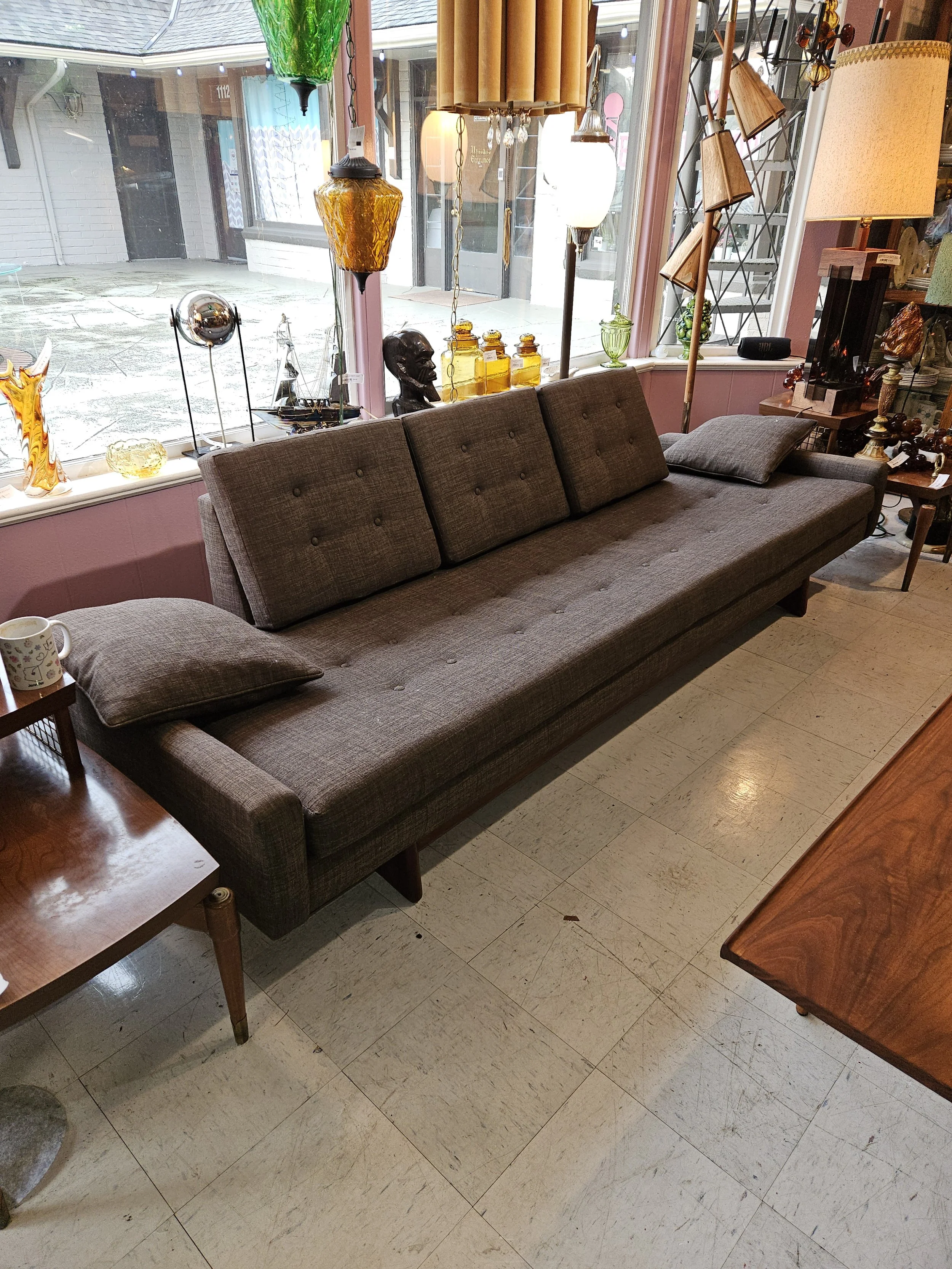 ADRIAN PEARSALL STYLE GREY GREEN SOFA  103"