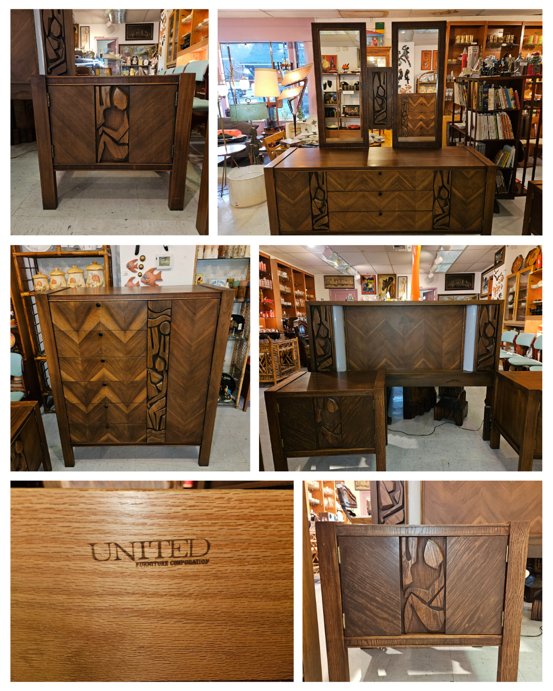 United Furniture Tiki Brutalist Bedroom Set