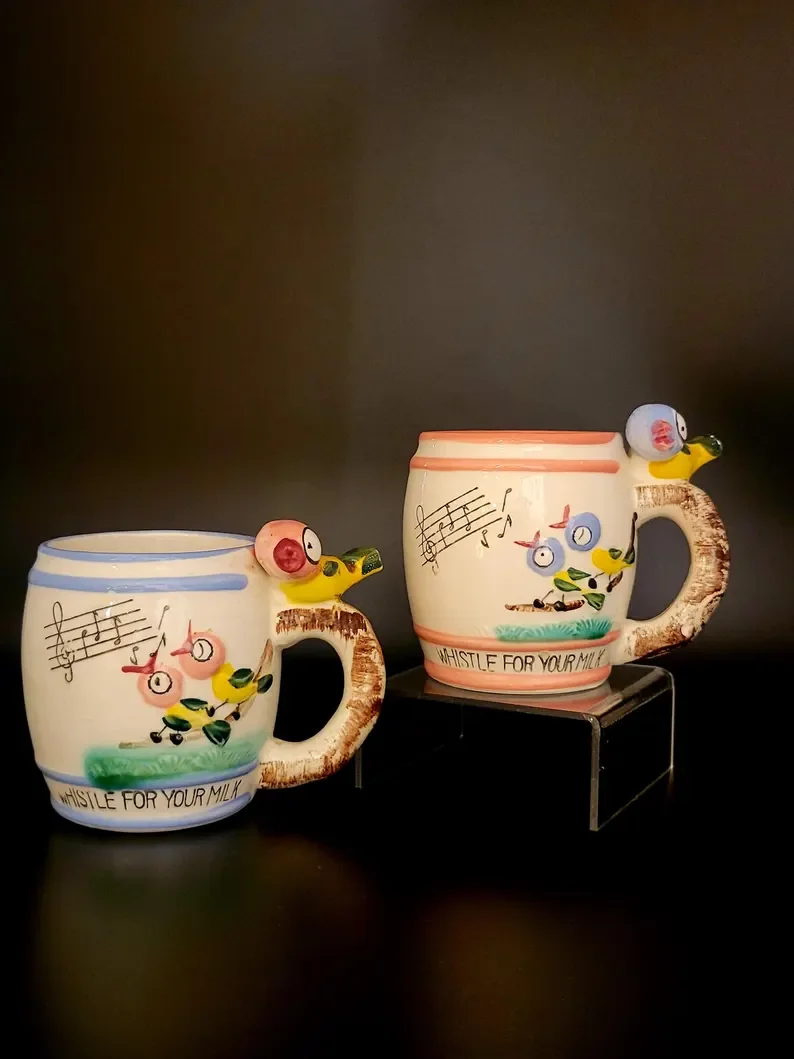 Ross Products “Whistle” mugs, 1950’s Japan, Set of 2