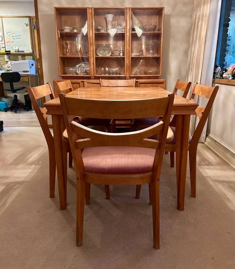 Heywood Wakefield Mid Century Maple Wheat Dining Table With 6 Chairs