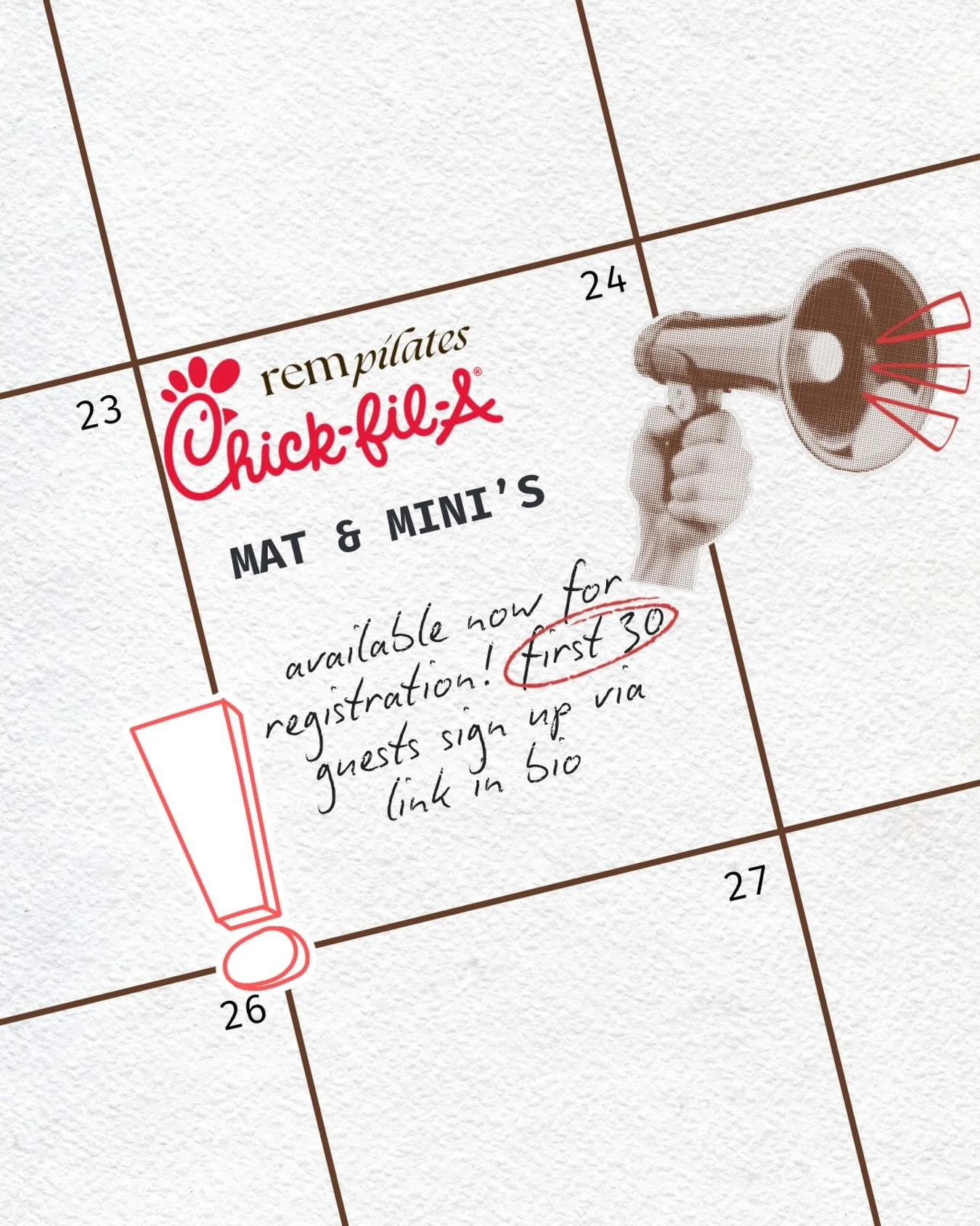 Saturday morning magic! 🧘🏽&zwj;♀️🐣✨

Your weekend plans just got cuter! Join us for Mats &amp; Minis, a special collaboration with Chick-fil-A x REM Pilates! ❤️

📅 Saturday, October 24th
⏰ 8:00 AM
📍 Chick Fil A Waxahachie North

✨ Spots are limi