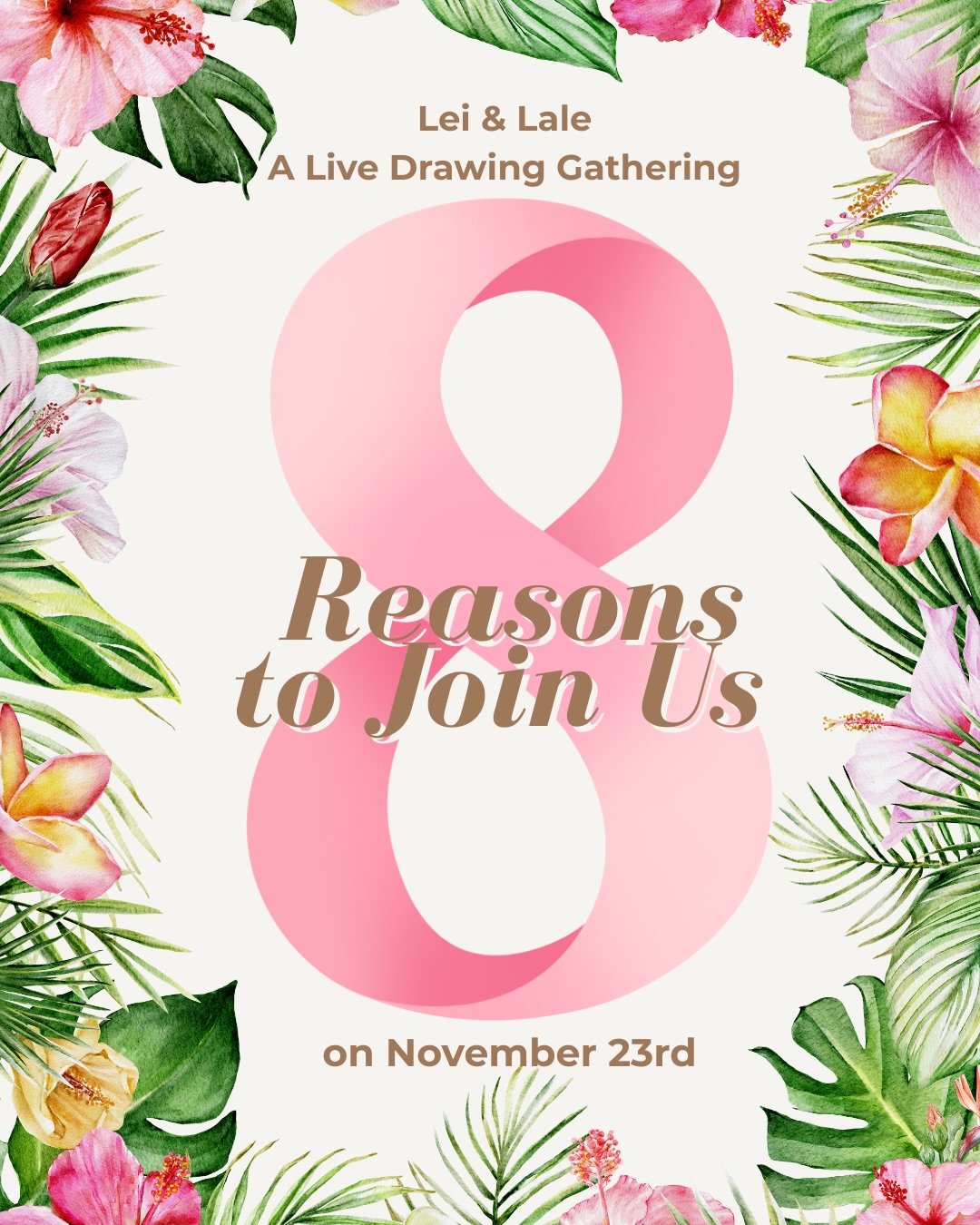 Aloha 🌺

Here are 8 reasons you might want to join our Lei &amp; Lale live drawing gathering this Sunday &mdash; a cozy, beginner-friendly morning of art, coffee, and community.

I also want to say this gently:

I know it can feel intimidating to jo