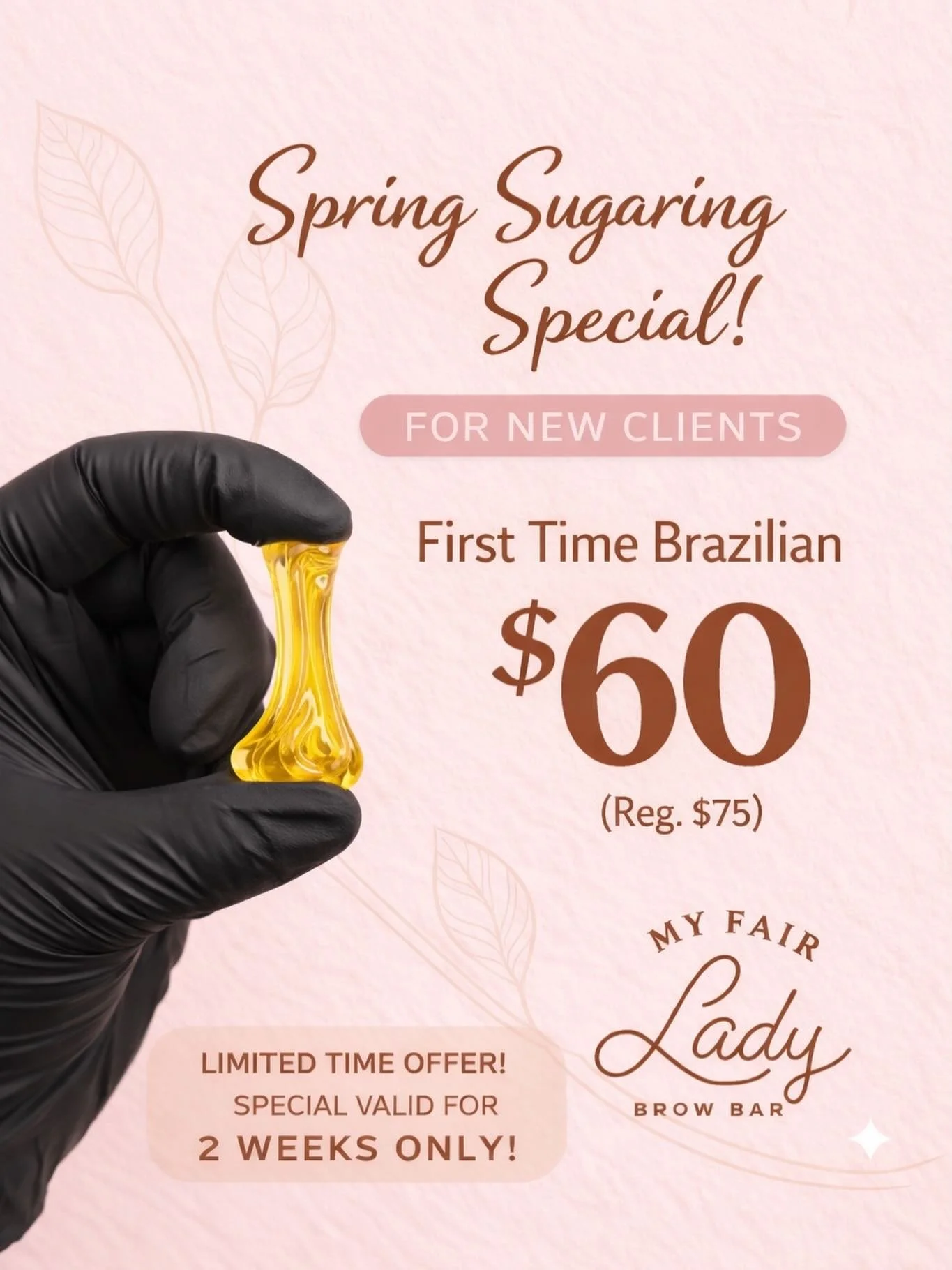 Been wanting to try sugaring but a little nervous? I got you 🤍

This is the best time to start:
✨ Less irritation
✨ Finer regrowth over time
✨ Way better for sensitive skin

🌸 Spring Special for New Clients
First Time Brazilian &mdash; $60 (reg. $7