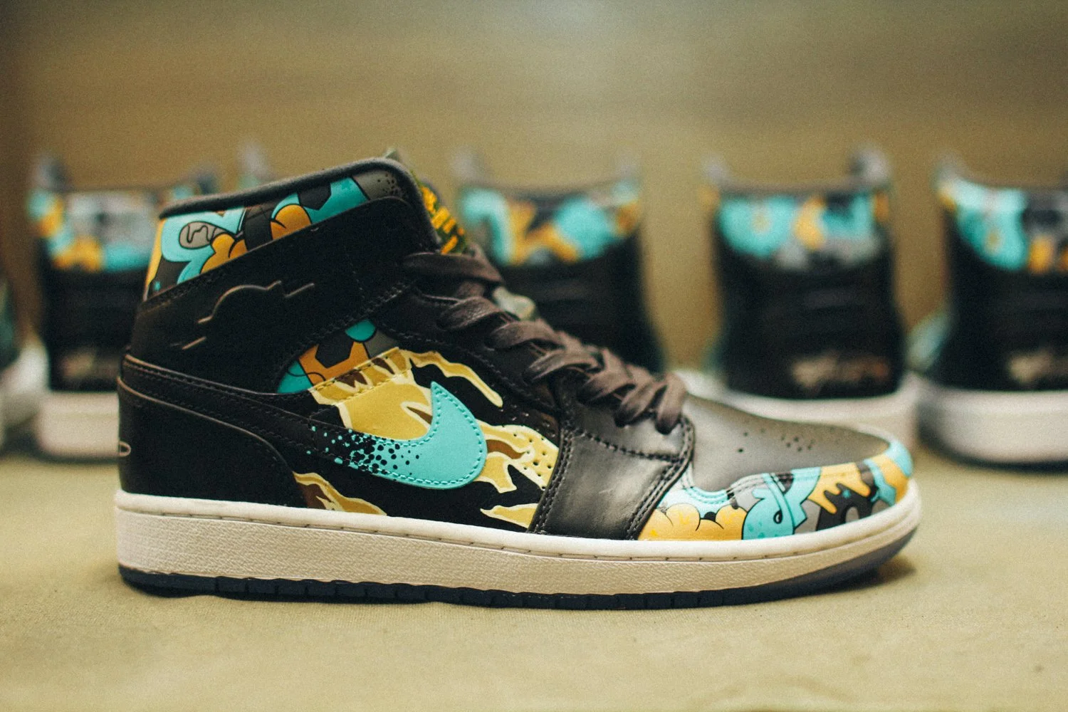 Custom sneakers by Sekure D in collaboration with Singaporian Artist SBTG