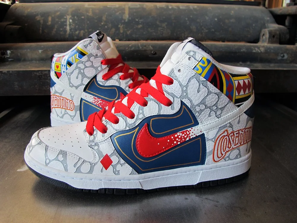Custom Nike Dunk High by Sekure D designed for illusionist Cosentino.