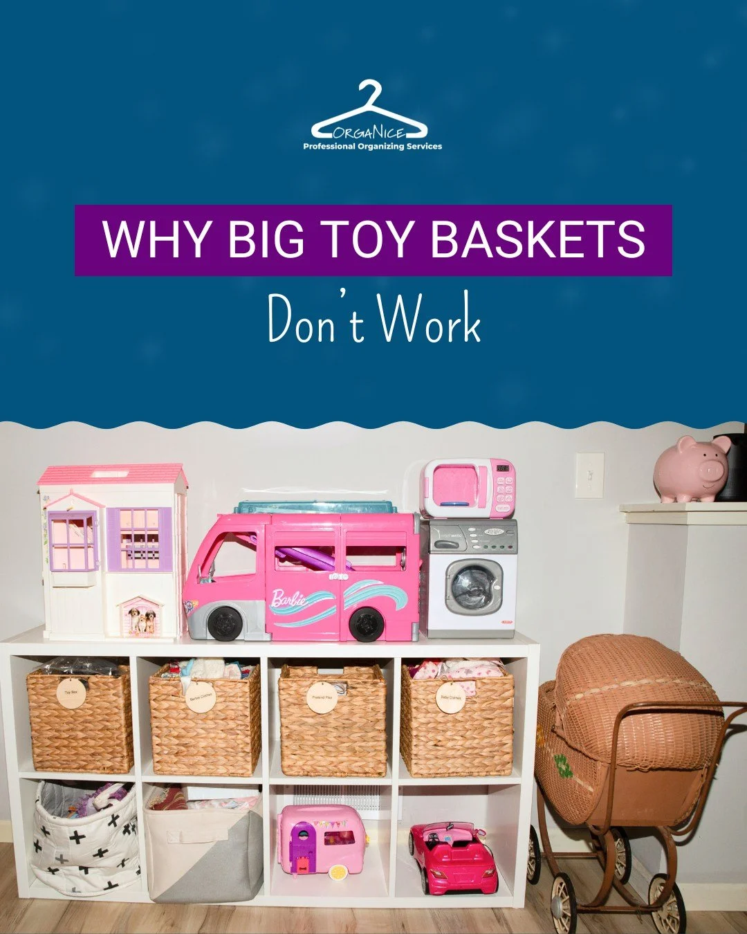 Big baskets feel like the quickest cleanup fix.

But here&rsquo;s the thing&hellip;

Small pieces get lost.

Kids dump everything out just to find one thing.

And half the toys never get played with because they&rsquo;re buried.

Cleanup is fast for 