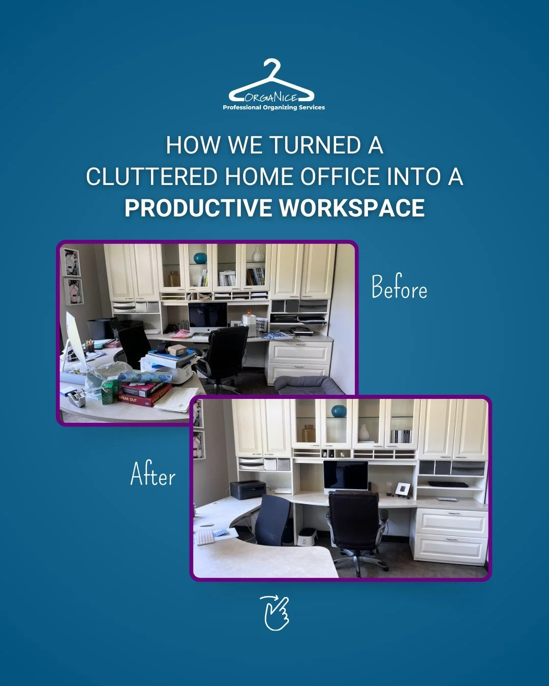 This is still one of my favorite projects 🤩

In this office makeover, we sorted through the mess, created intentional work areas, and donated all the extra craft supplies... 💙

And every time I share a project like this, someone says, &ldquo;Ugh, m