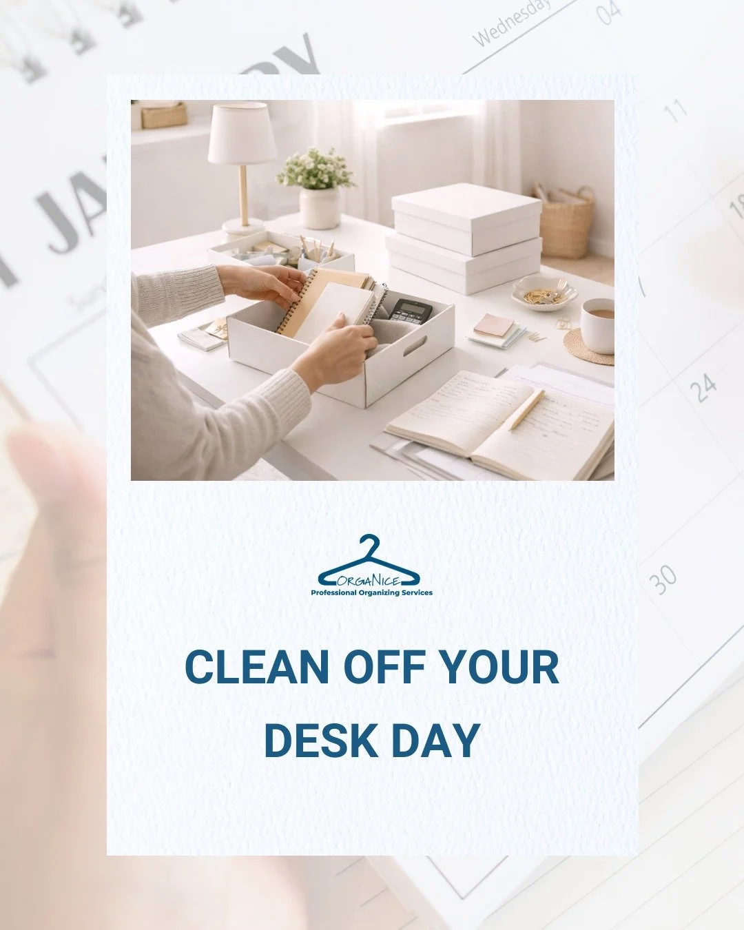 Today is Clean Off Your Desk Day. ✨

What&rsquo;s one thing on your desk you could clear today?

Start with what feels easiest. 😉
.
.
.
#OrganiceProfessionalOrganizer #TimeManagement #OrganizedLiving #SimplifyYourLife #ProfessionalOrganizers