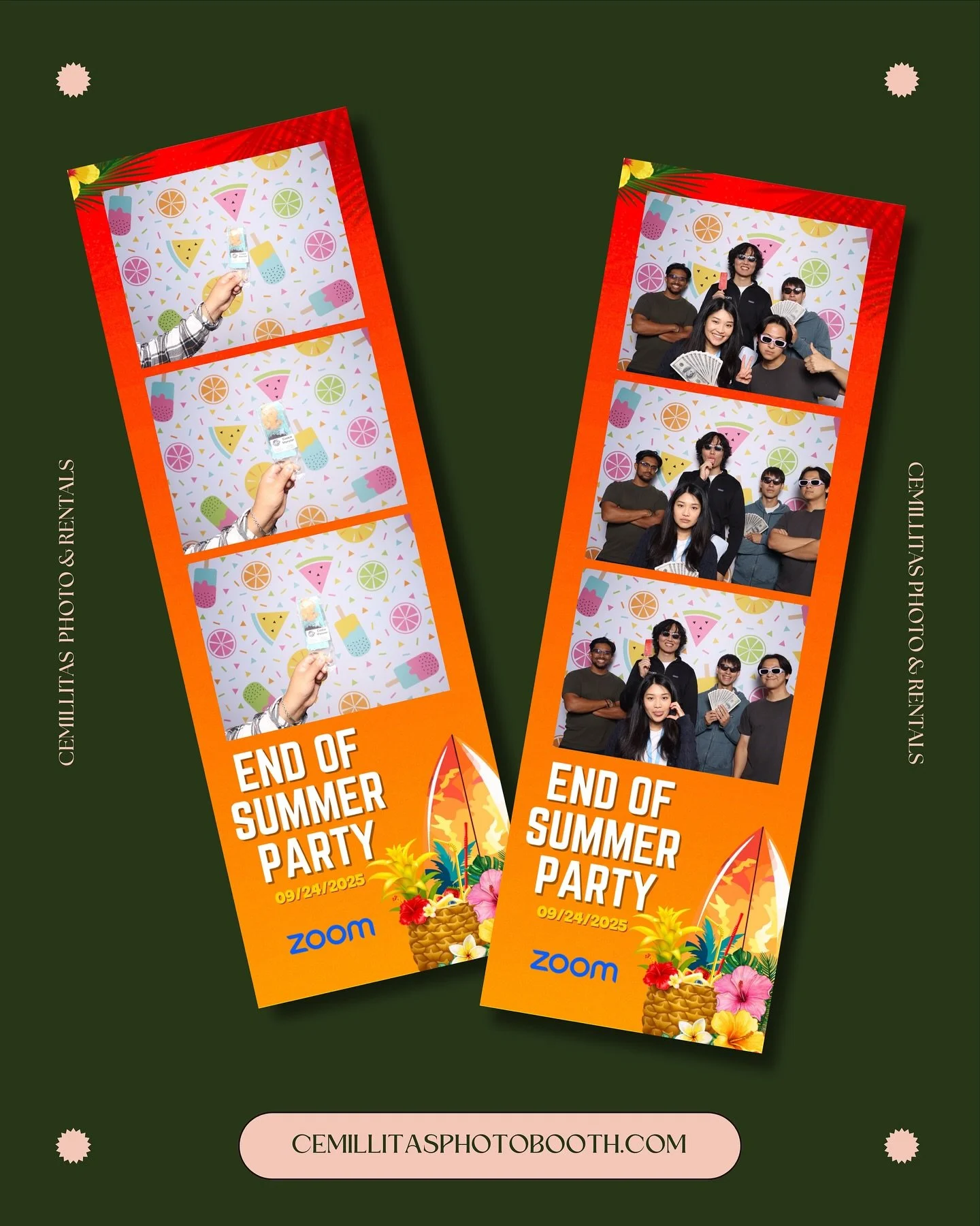 Summer might be over now but that doesn&rsquo;t mean the party gotta stop! ✋ 🛑

At Cemillitas, we bring more than a photo booth to your event - we bring the vibes! 

No matter how big or small your event is, we bring a unique touch through our print