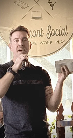 Grant Reed speaking to a men's group