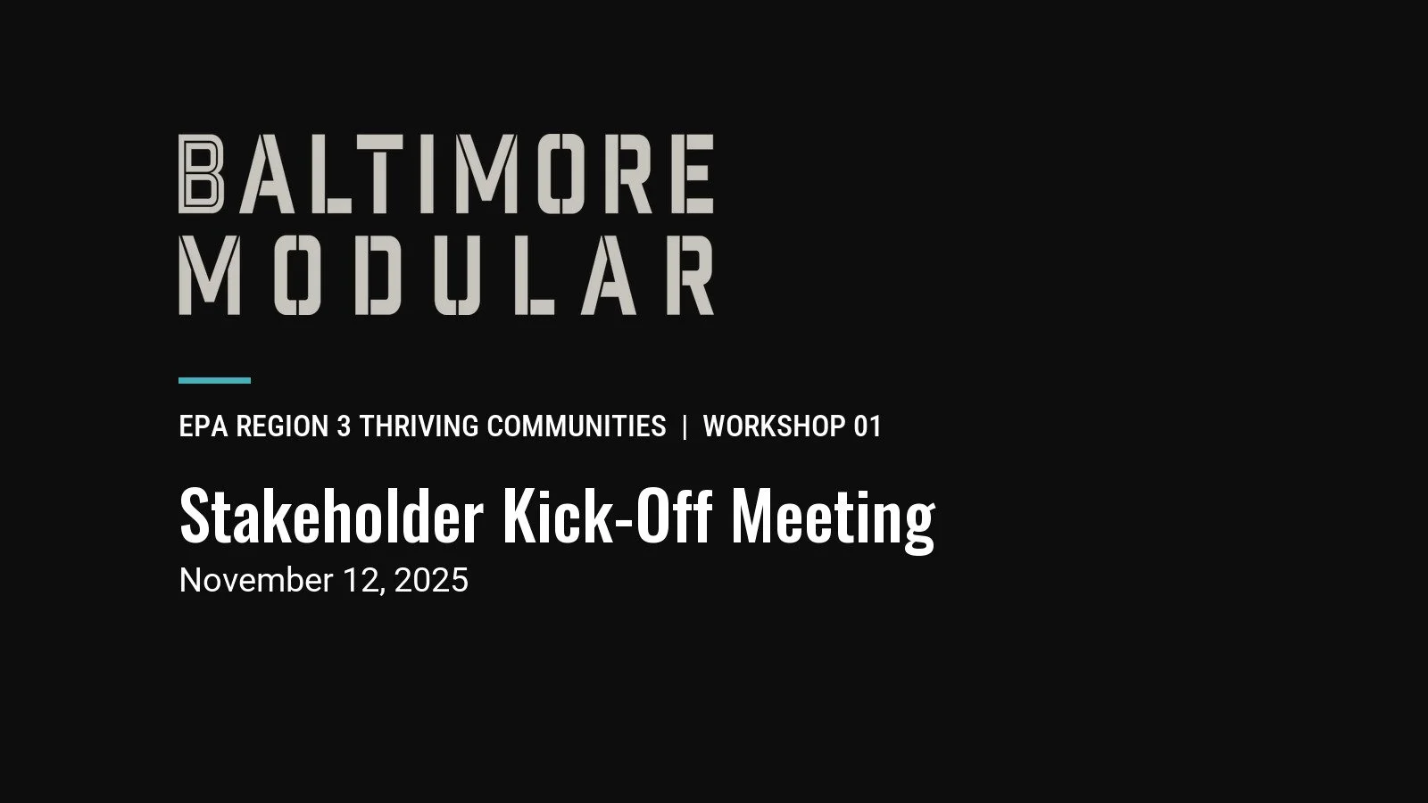 BMOD | Workshop 01: EPA Thriving Communities Stakeholder Kick-Off Meeting
