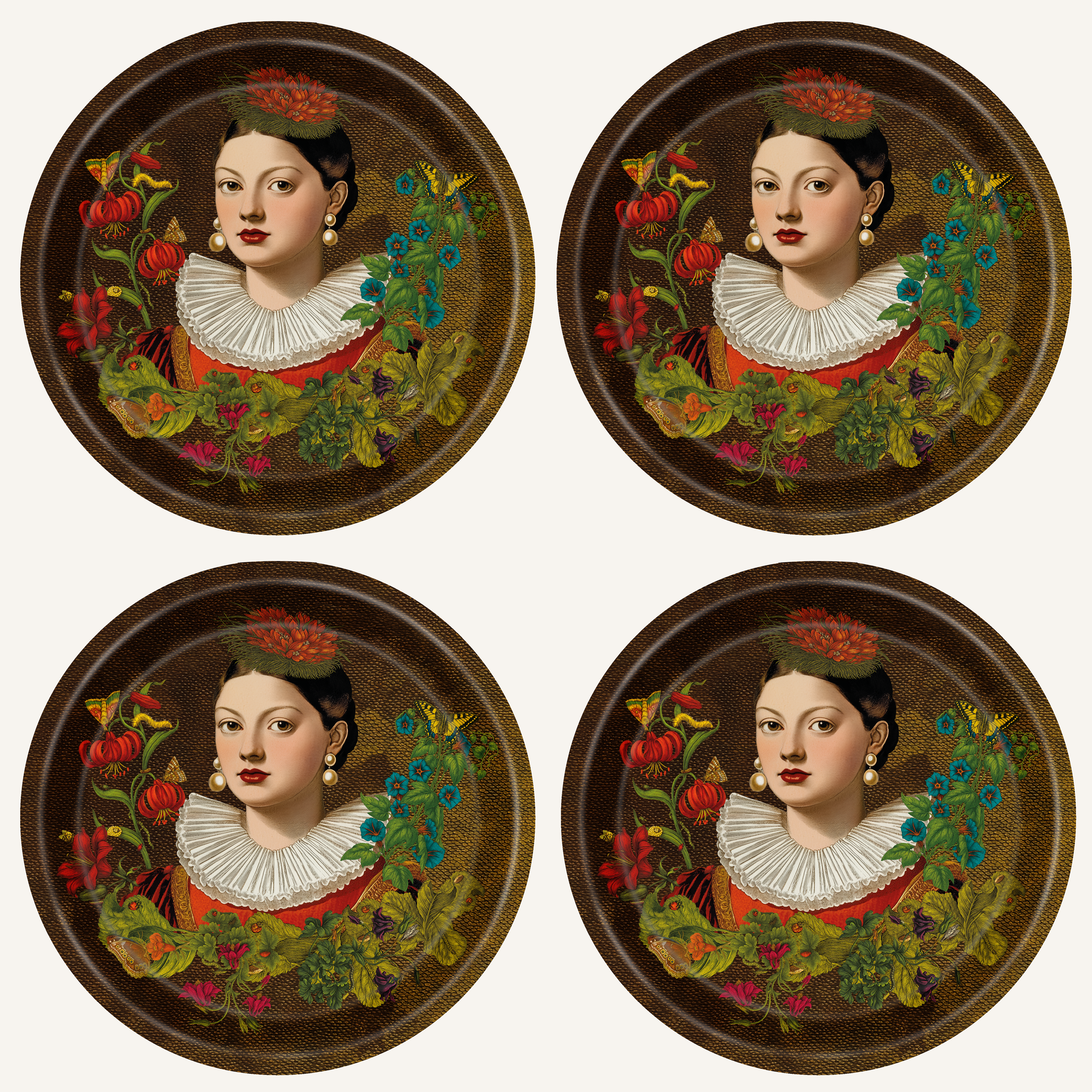 Flower Notes — Filomena Mini Tray Set (Set of Four) · Ø 4.33 in (11 cm)