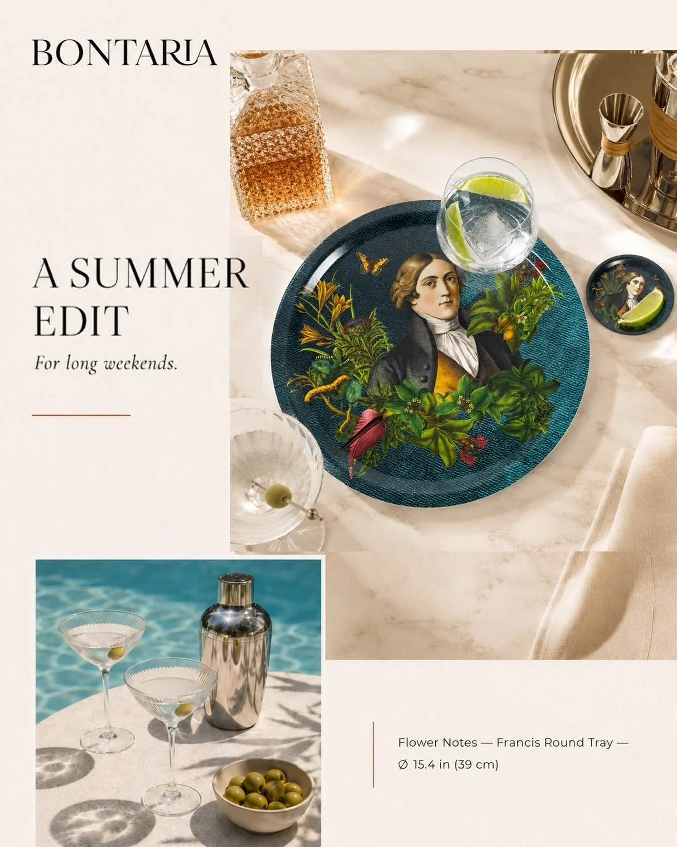 The whole store is having a summer moment.
For Memorial Day Weekend, enjoy 20% off everything at BONTARIA.

Think outdoor lunches, cocktails in the grass, trays that love attention, linens ready for summer, and little pieces that make your table feel