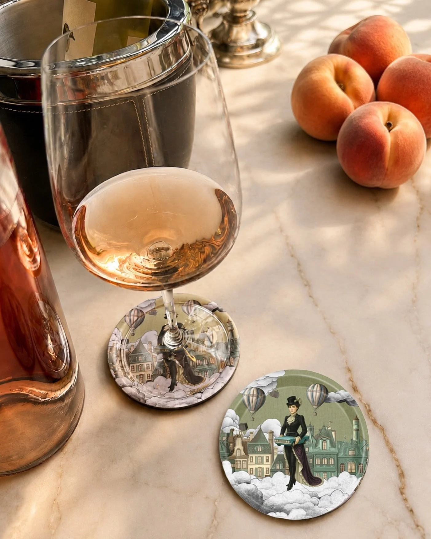 A coaster, a mini tray, and a conversation piece all in one.

Our illustrated mini trays come as a set of 4 and are perfect for cocktails, a small sweet, a few olives, or your favorite aperitif snack.

Designed to bring a little charm, color, and sto