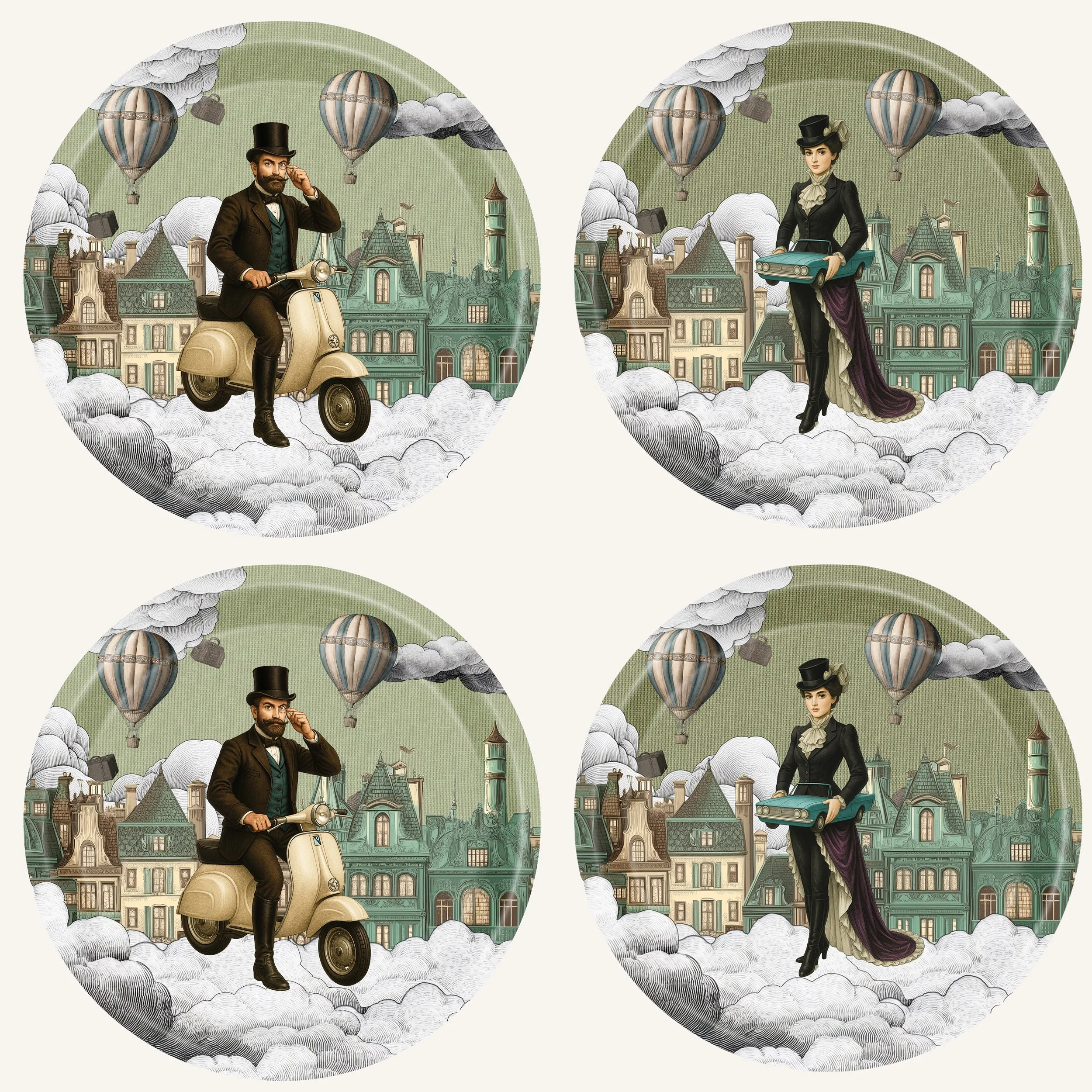 You Drive Me Crazy — Mini Tray Set (Set of Four) · Ø 4.33 in (11 cm)