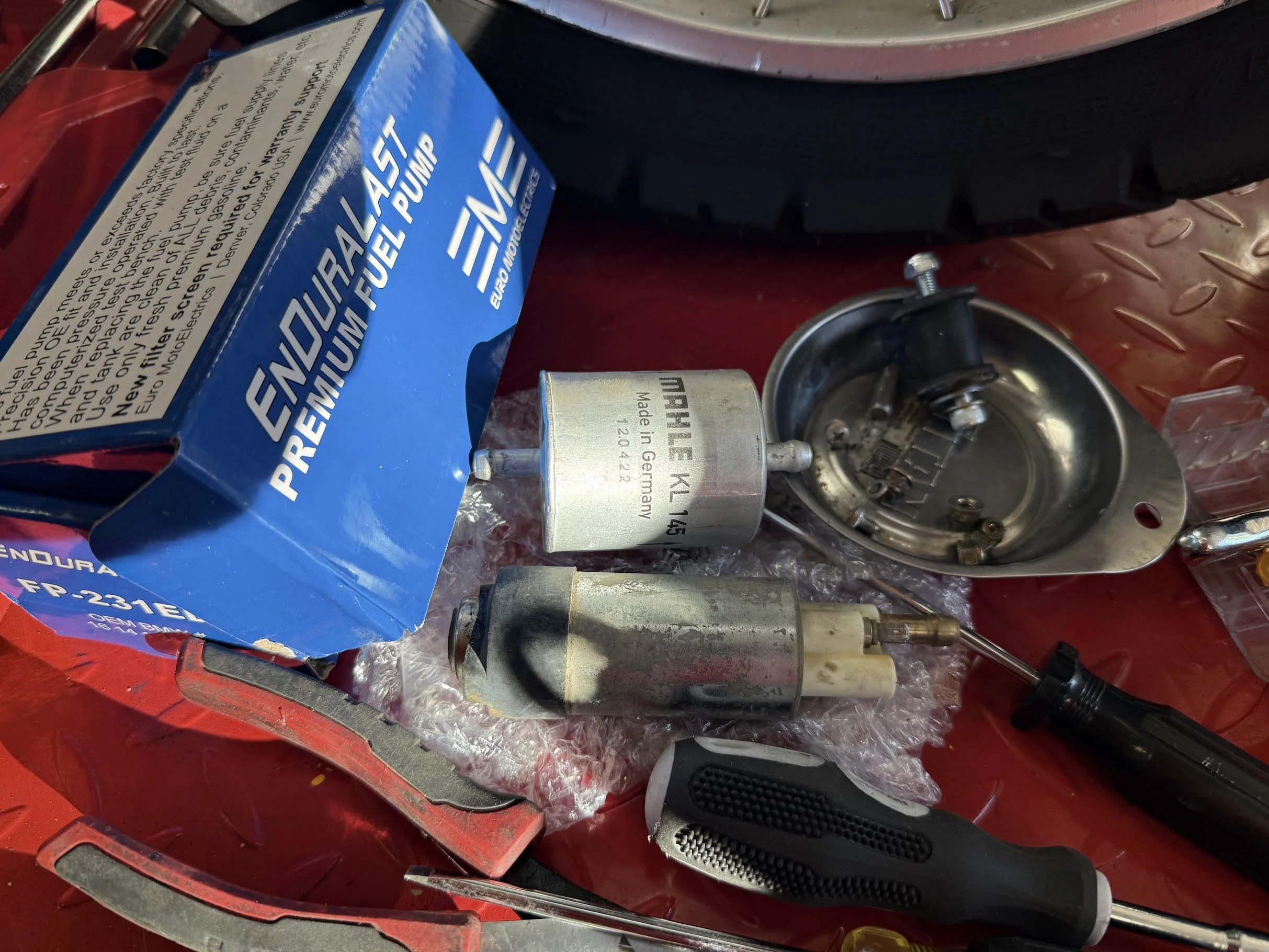 Getting all the parts ready for installation. 