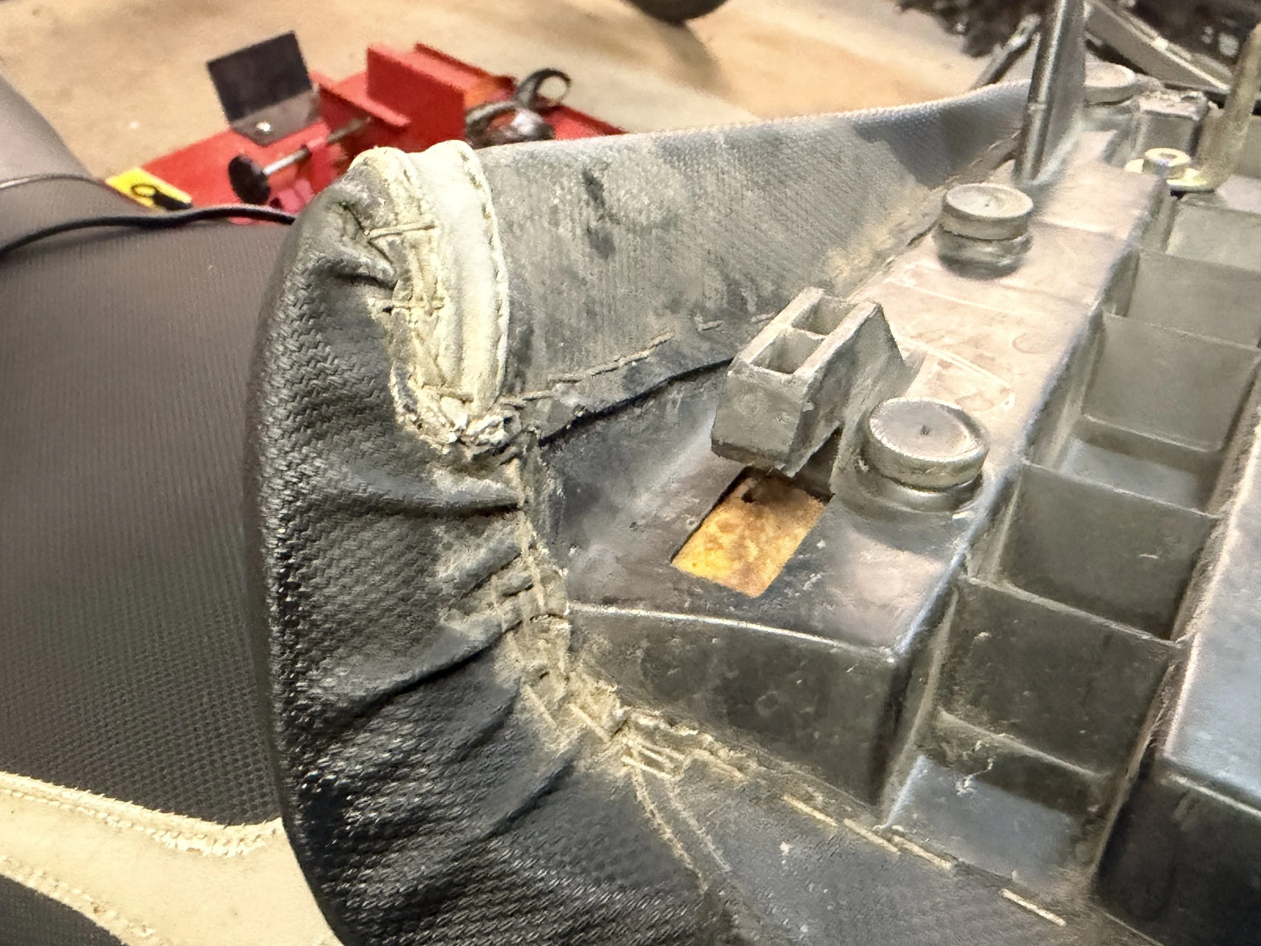 Removing the old seat covers. 