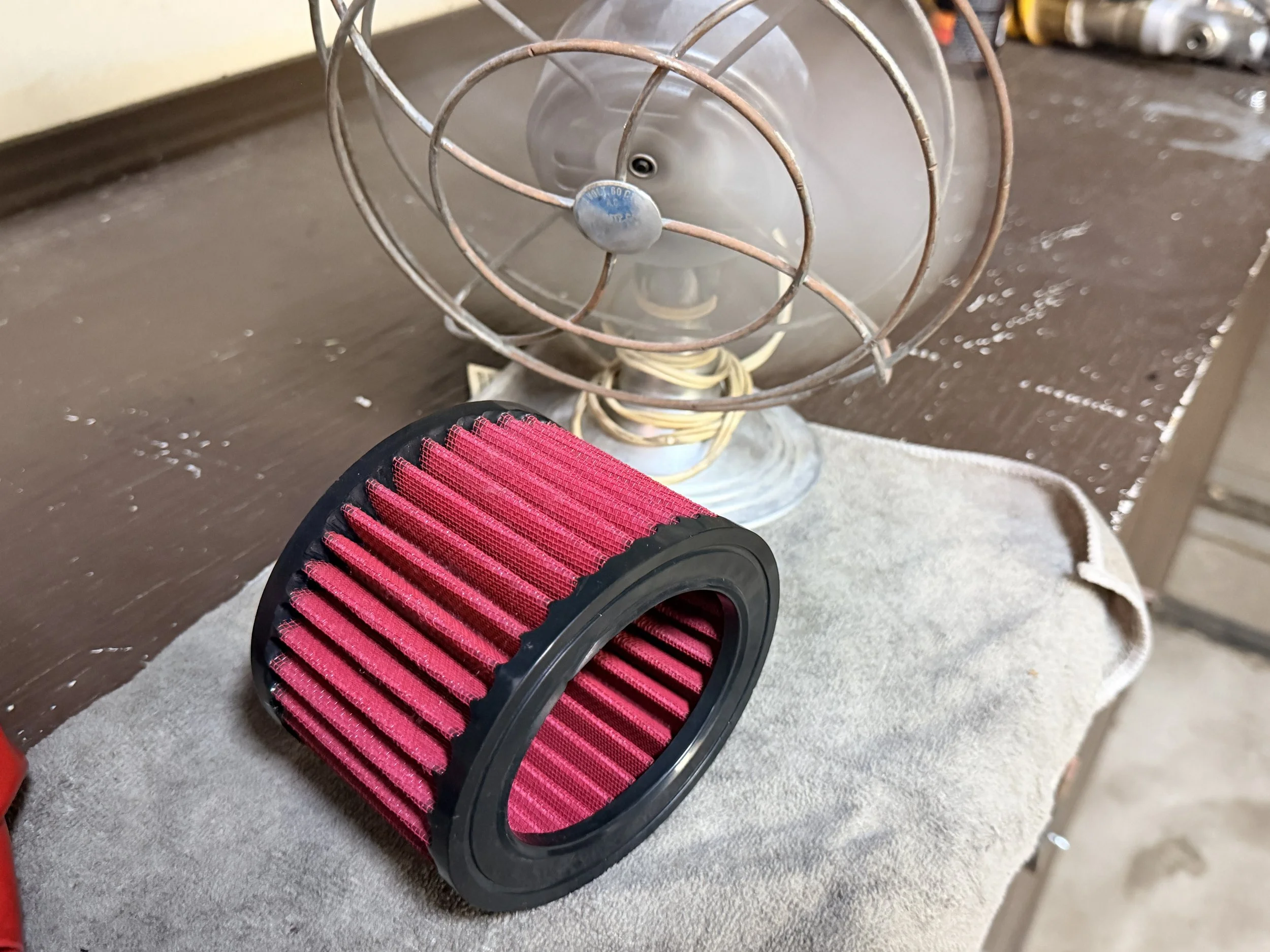 Air filter cleaned, oiled, and ready for more action. 