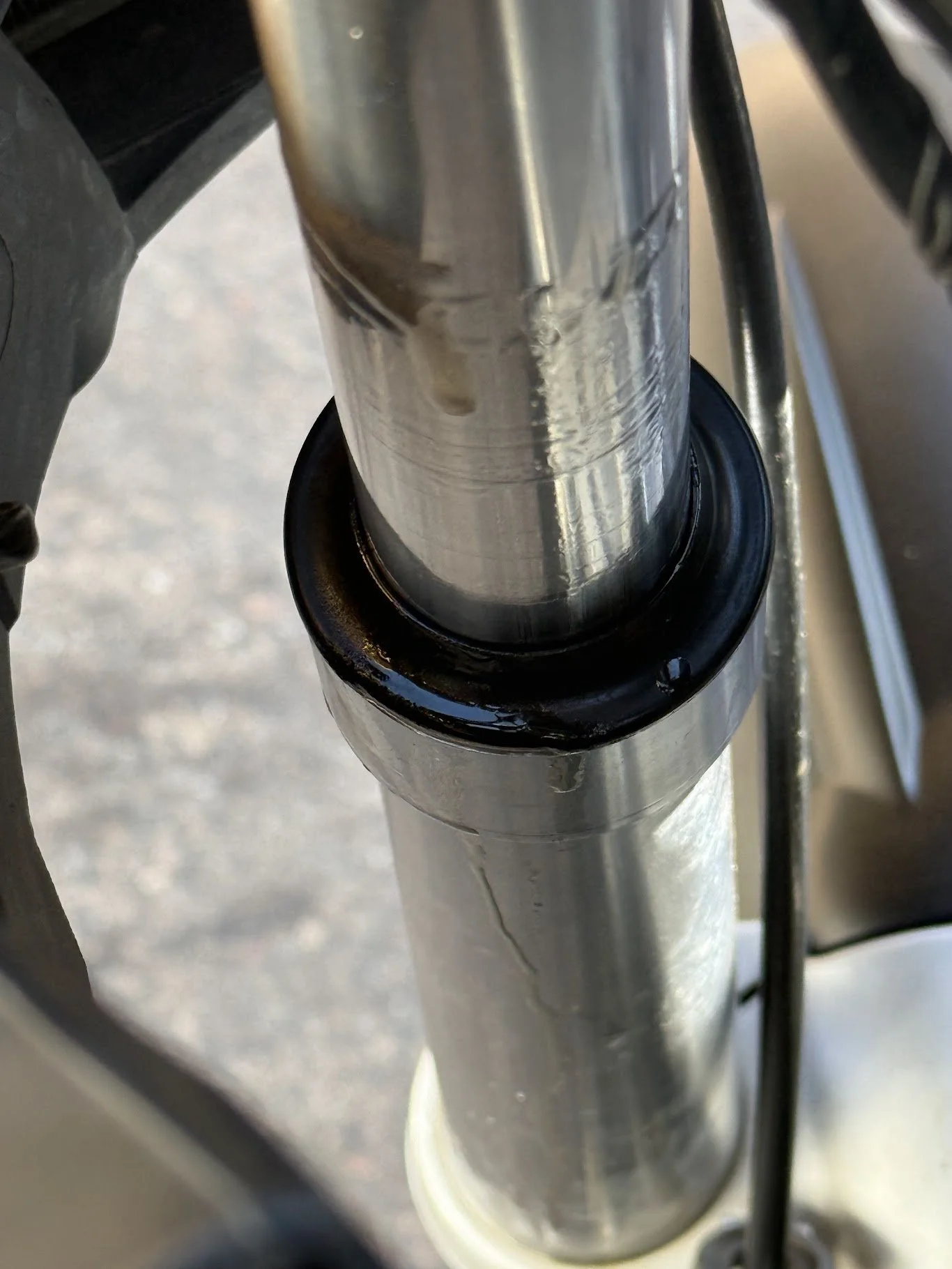 After completing the entire bike, on our test ride we sprung a leak in the fork legs. 
