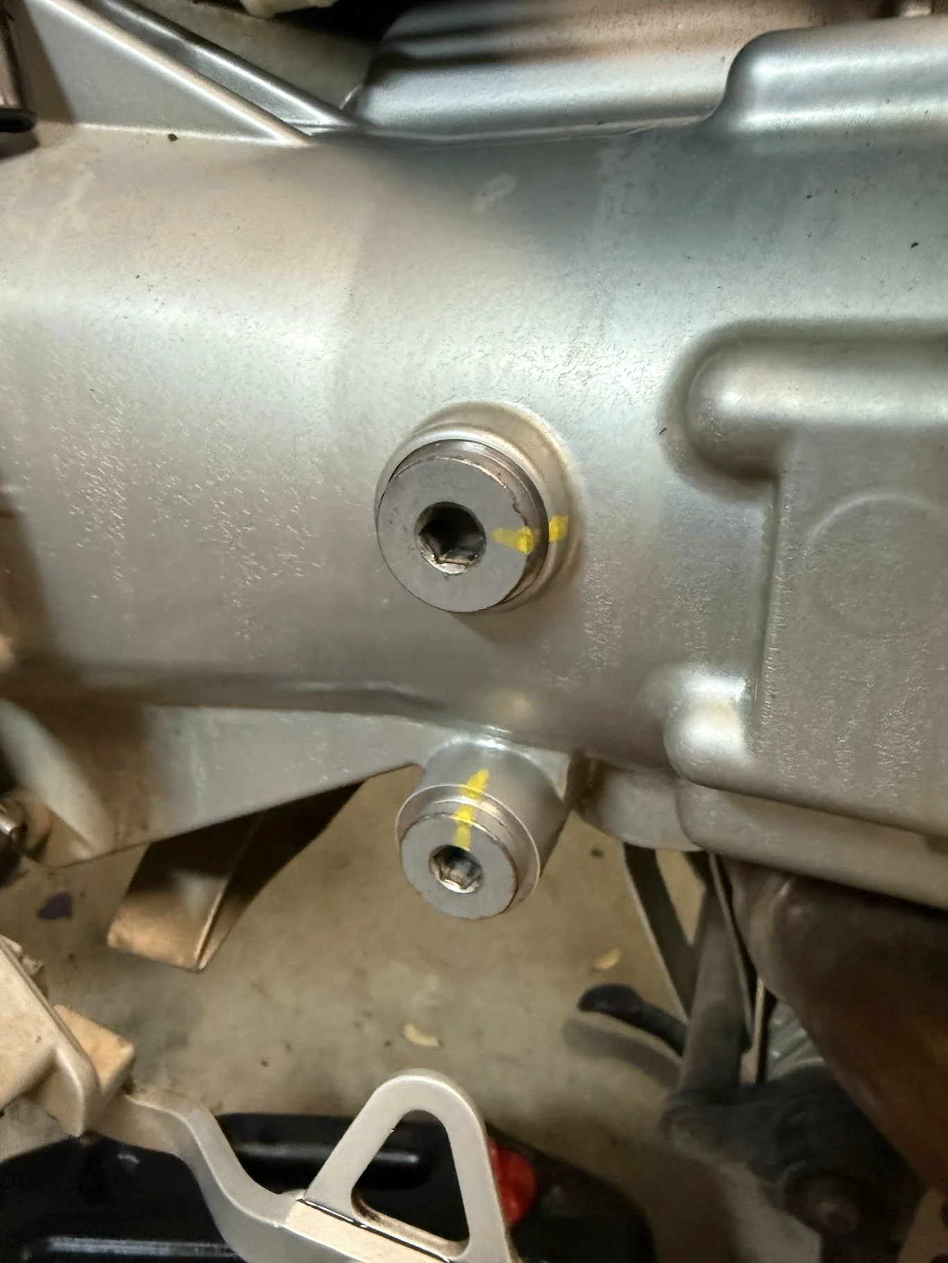 Front transmission gear box refilled after allowing to drain for 24-hours and torqued to spec. 