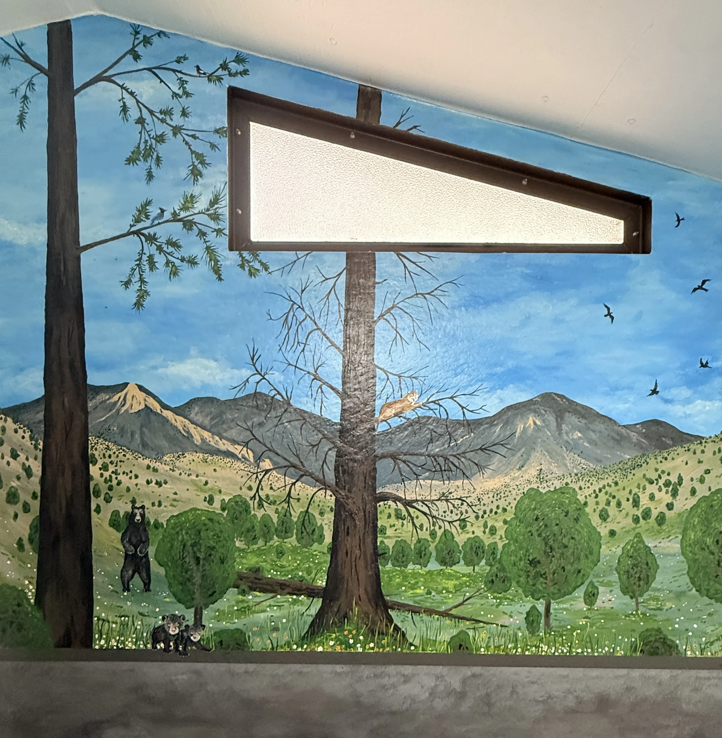 Mural art in the US Forest Service toilet - maybe the nicest I have been in ever! In the Gila Cliff Dwellings parking lot. 
