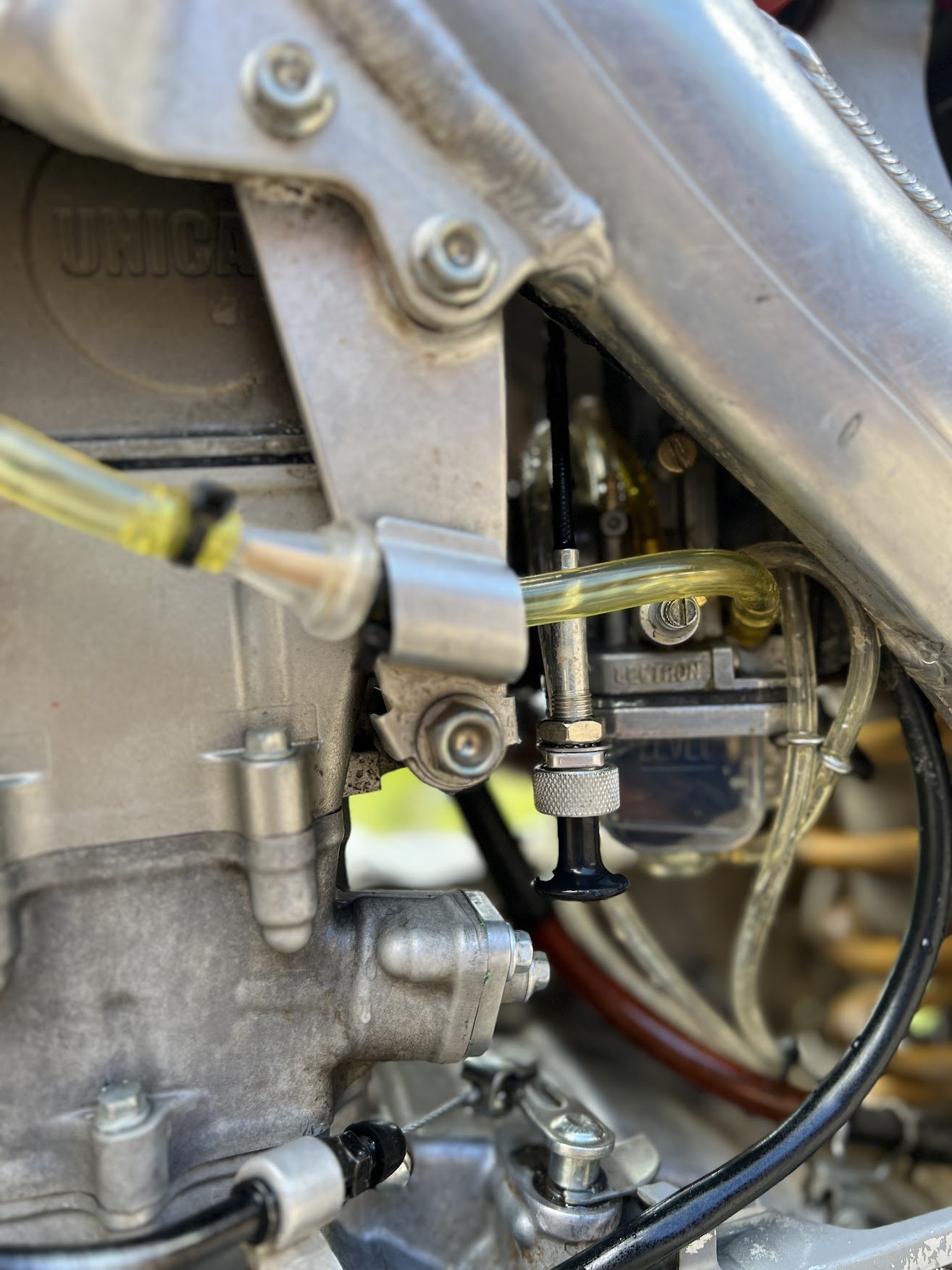 Got the carb installed, an inline filter, and everything ready to kick off.