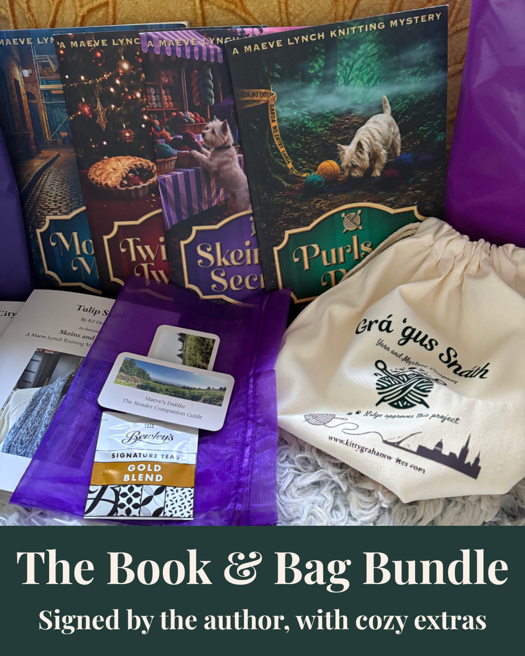 Signed Irish Cozy Mystery Book and Bag Bundle