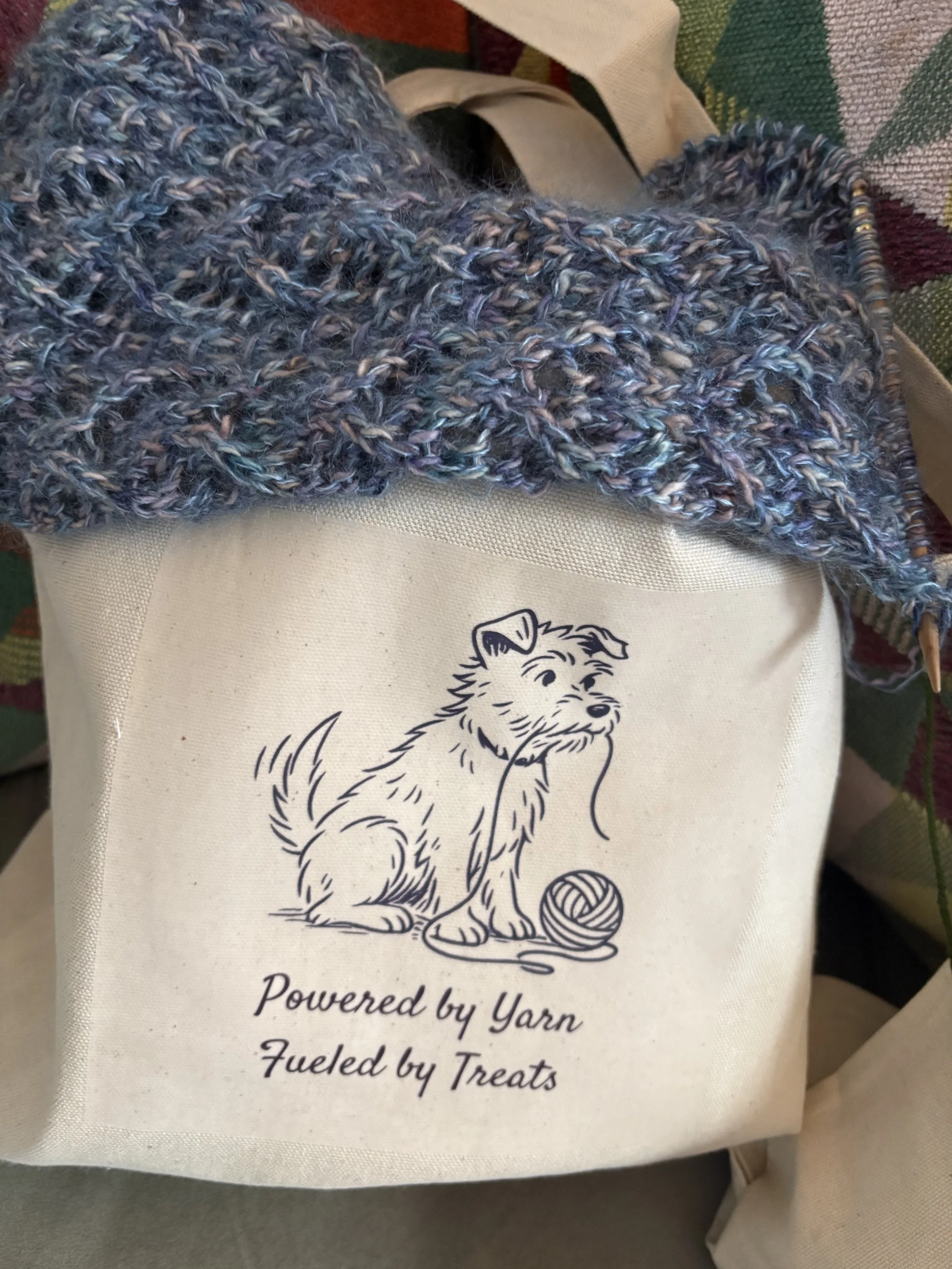 Powered by Yarn, Fueled by Treats Tote