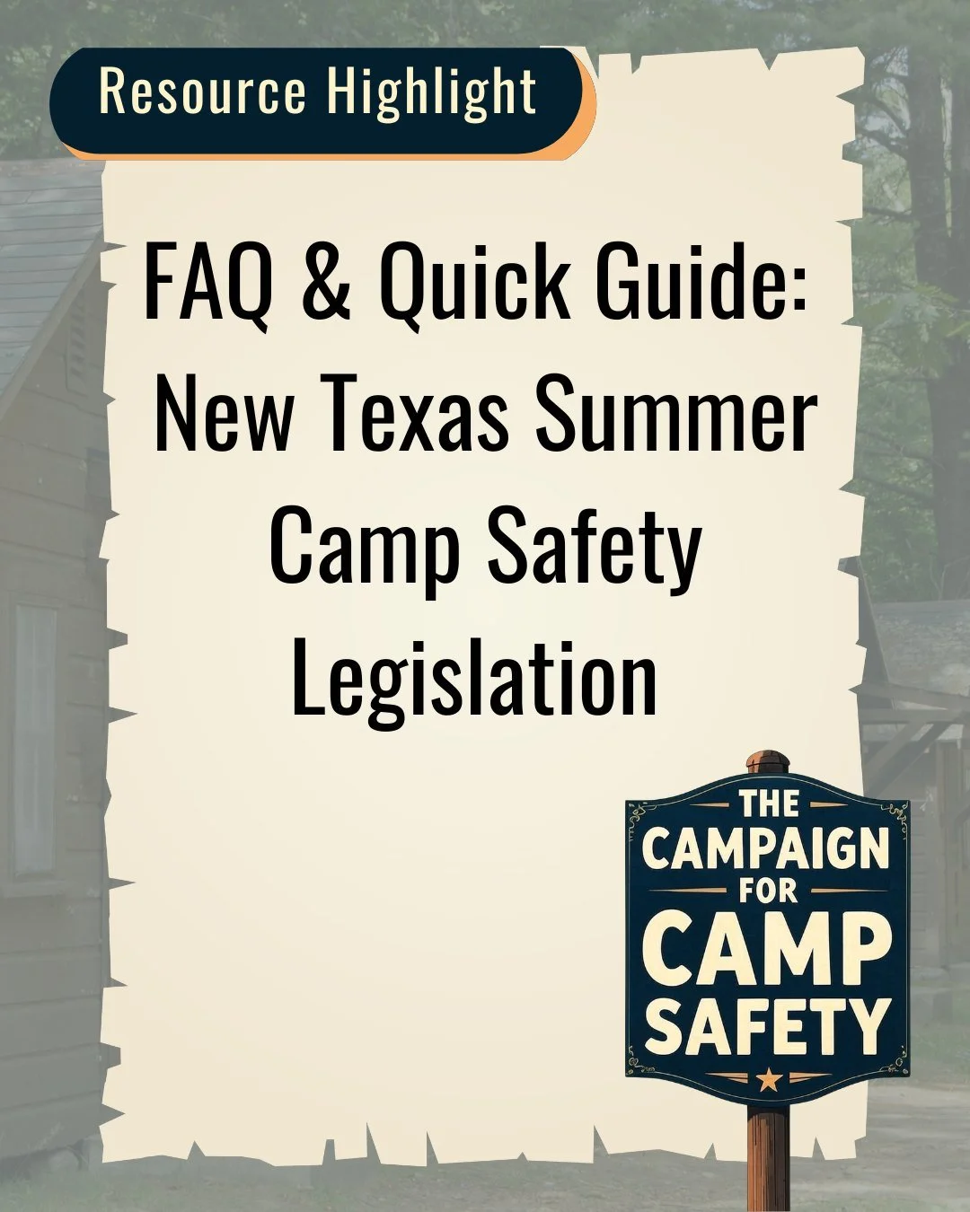 The Heaven&rsquo;s 27 Camp Safety Act (SB1) and Youth CAMPER Act (HB1) became law in Texas on September 5, 2025 - a historic step toward making summer camps in Texas safer for all children.
 
Read our quick guide and FAQ at the link in our bio to lea