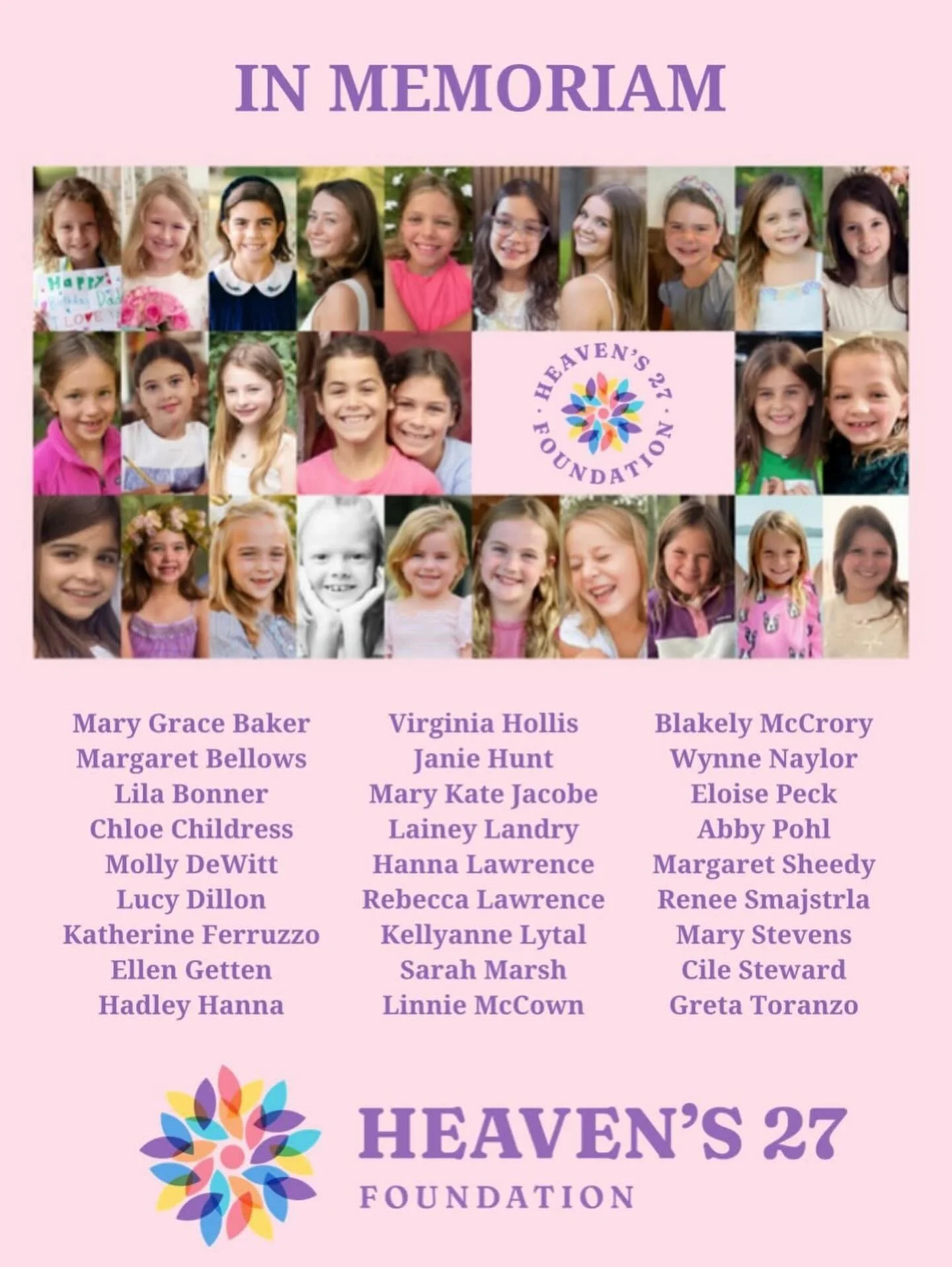 We will always honor and remember the #Heavens27 who inspired and sparked a national movement to make summer camps safer for all kids. Please learn more about their individual lives and legacies by visiting Heavens27.org. 

We carry the Campaign for 