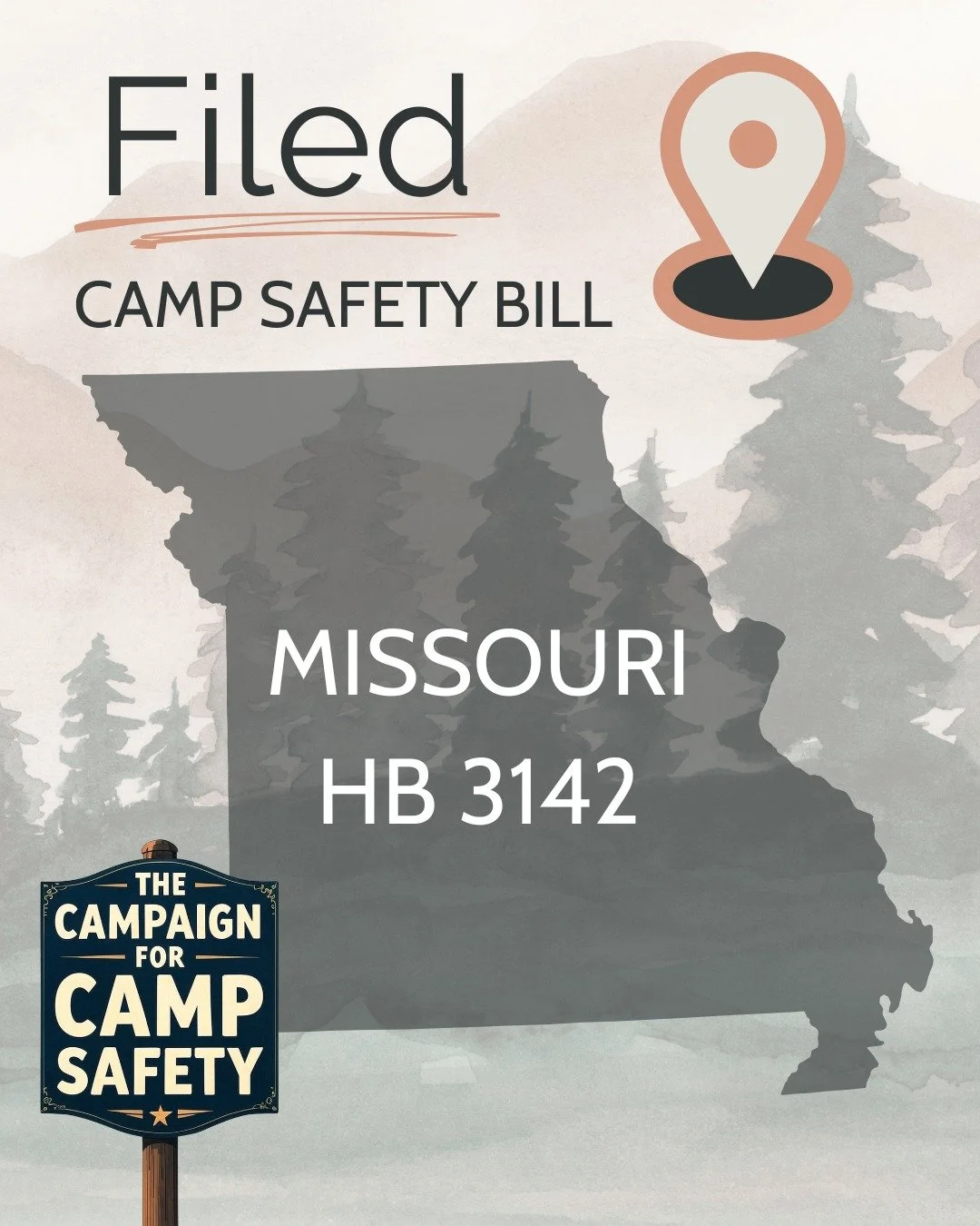 Today is a monumental day for camps and child safety in Missouri! 📍

We are grateful to House Judiciary Chair, Rep. @cameronbparker for filing #HB3142. Missouri hasn&rsquo;t historically required camps to be licensed or mandated criminal background 