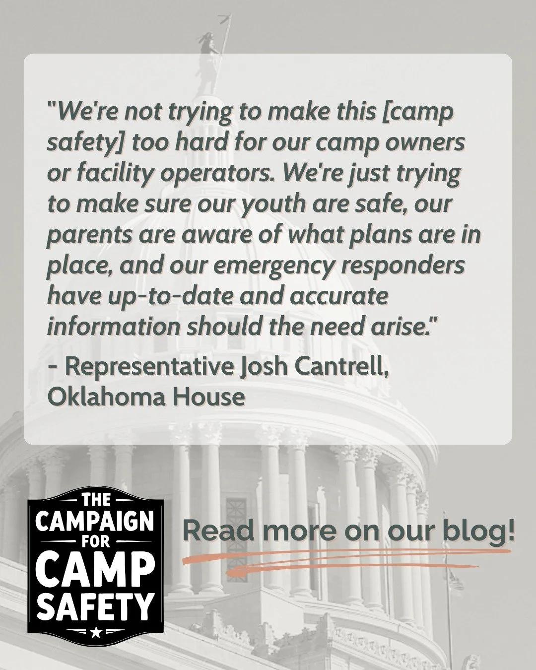 NEW BLOG POST: Oklahoma took a stand in the fight for camp safety this session! Governor Kevin Stitt signed House Bill 1675 into law, making Oklahoma the latest state to take decisive action in response to the devastating Texas Hill Country floods th