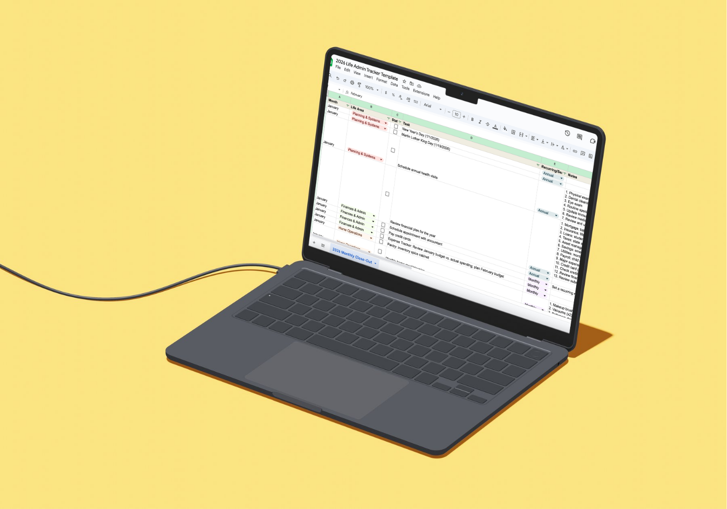For parents: 2026 life admin tracker template