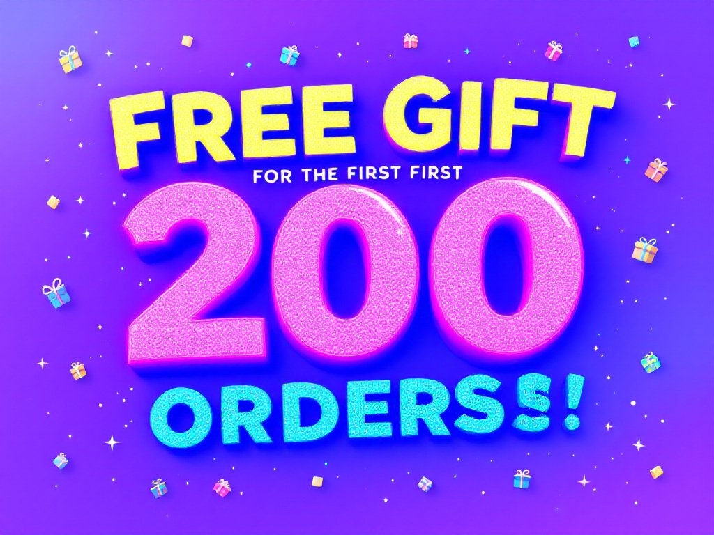 Announcement for a free gift with the first 200 orders.