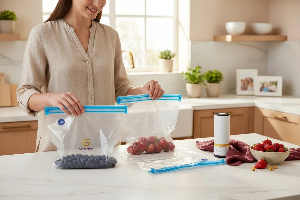 30-Piece Reusable Vacuum Food Bag Set with Pump