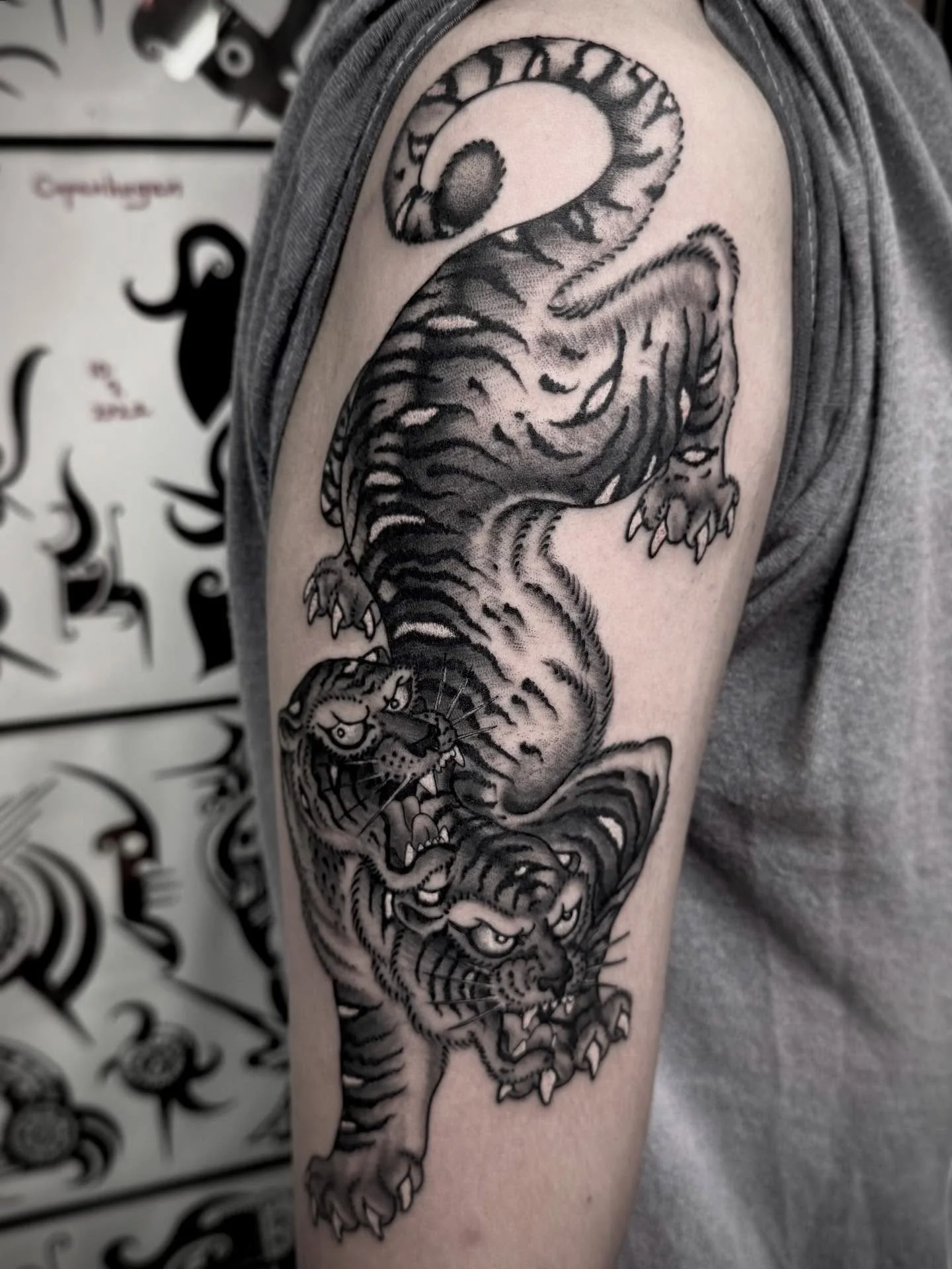 Two Headed Tiger. Done @elmstreettattoo DM TO BOOK