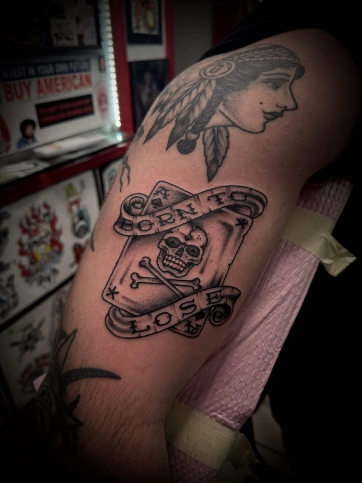 Born to Lose! Live to Win! Done @elmstreettattoo DM TO BOOK YOURS.