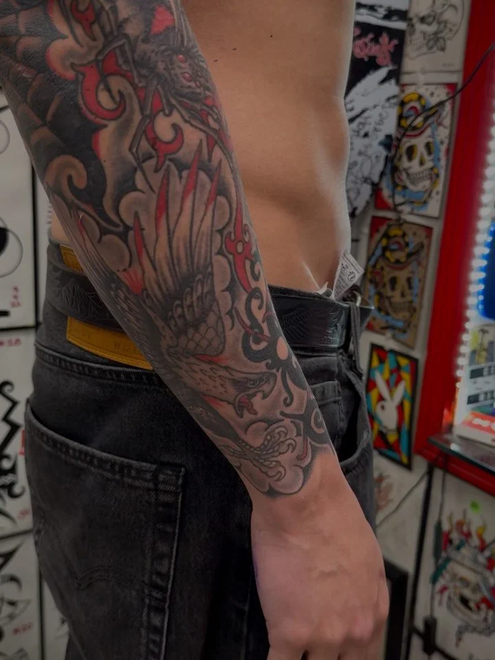 Robert&rsquo;s sleeve fully cooked. Done with love @elmstreettattoo DM TO BOOK