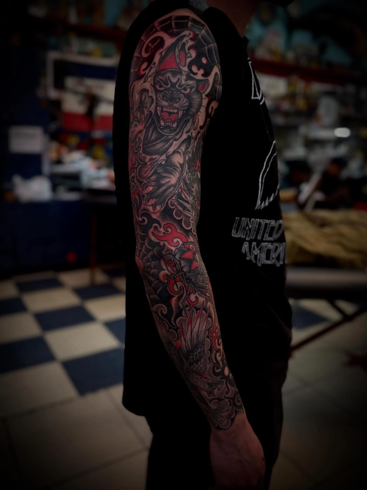 Completed sleeve for Robert. Very fun ideas and was always open to getting wilder. Done @elmstreettattoo