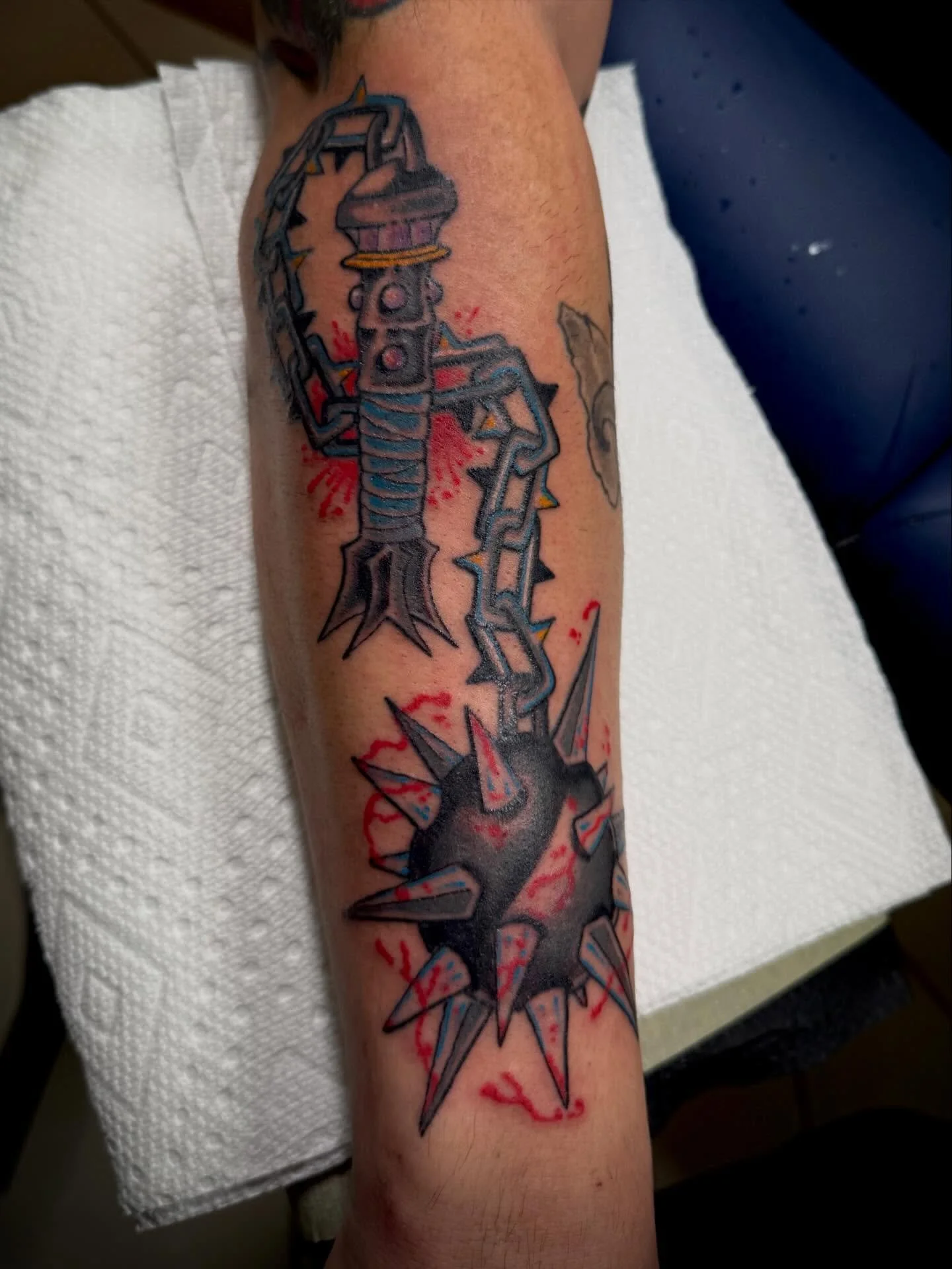 Bloody Flail. Done @elmstreettattoo visit the link in the bio to obtain your future weaponry.