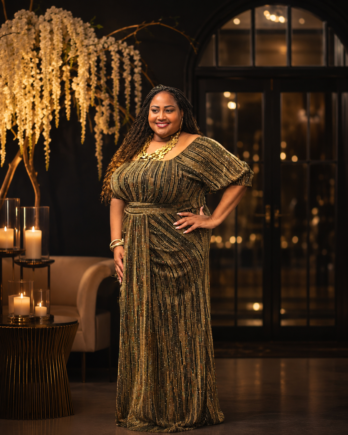 Woman in Gold gown