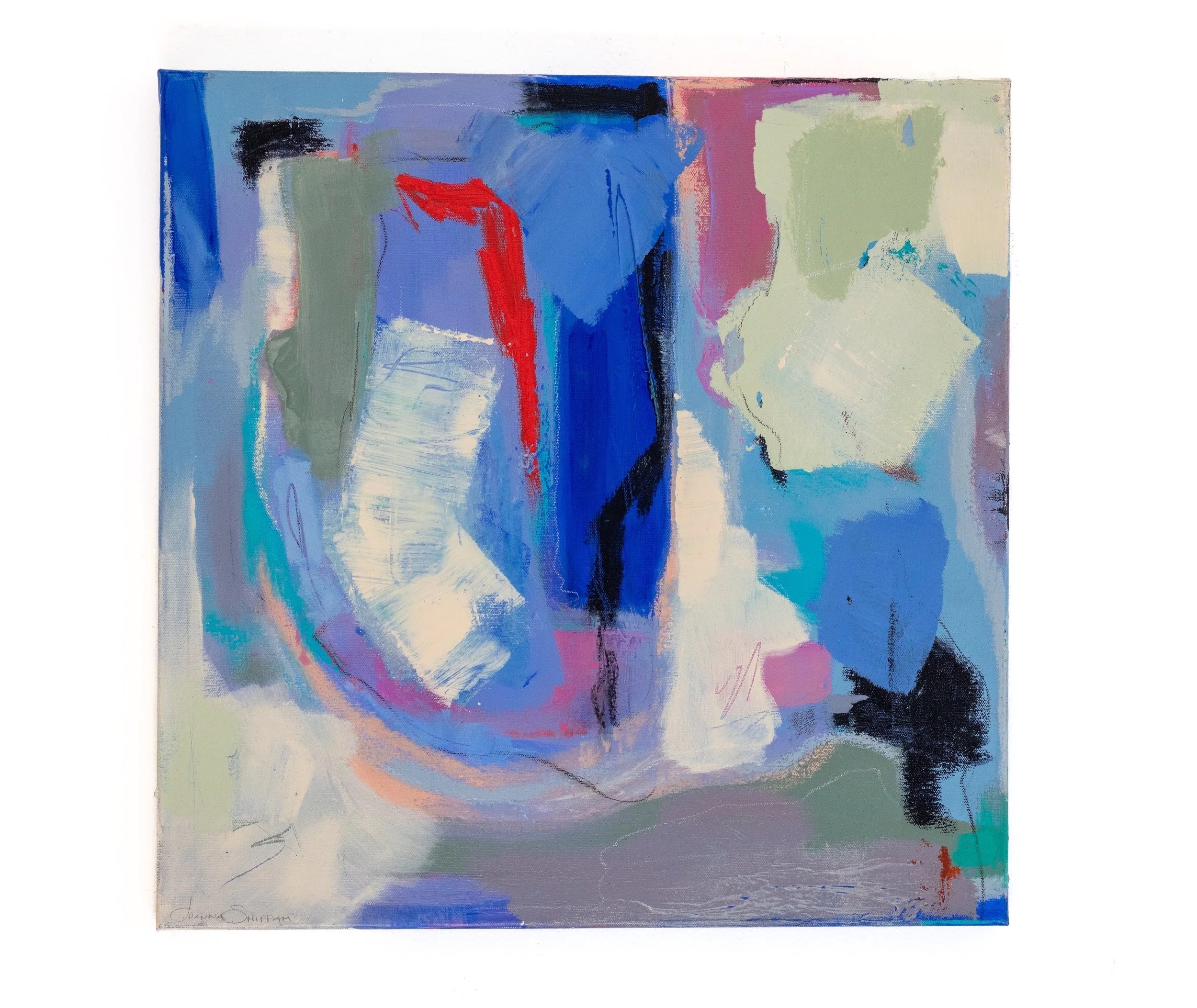 Upstream, 20 x 20 in., acrylic, oil stick and natural pigment on canvas