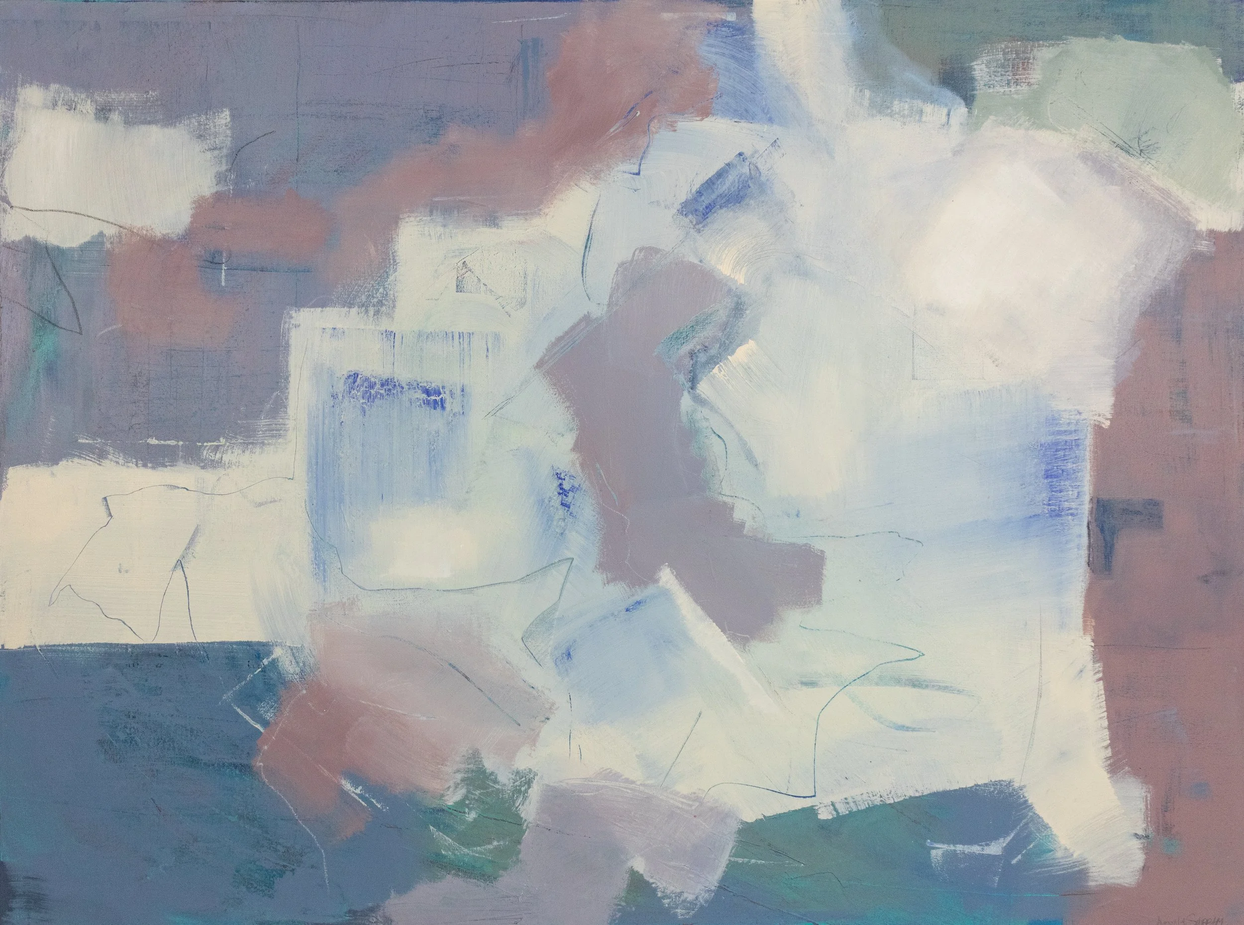 The Sound of Wings, 48 x 36 in., acrylic, rock pigment, and copper oxide on canvas