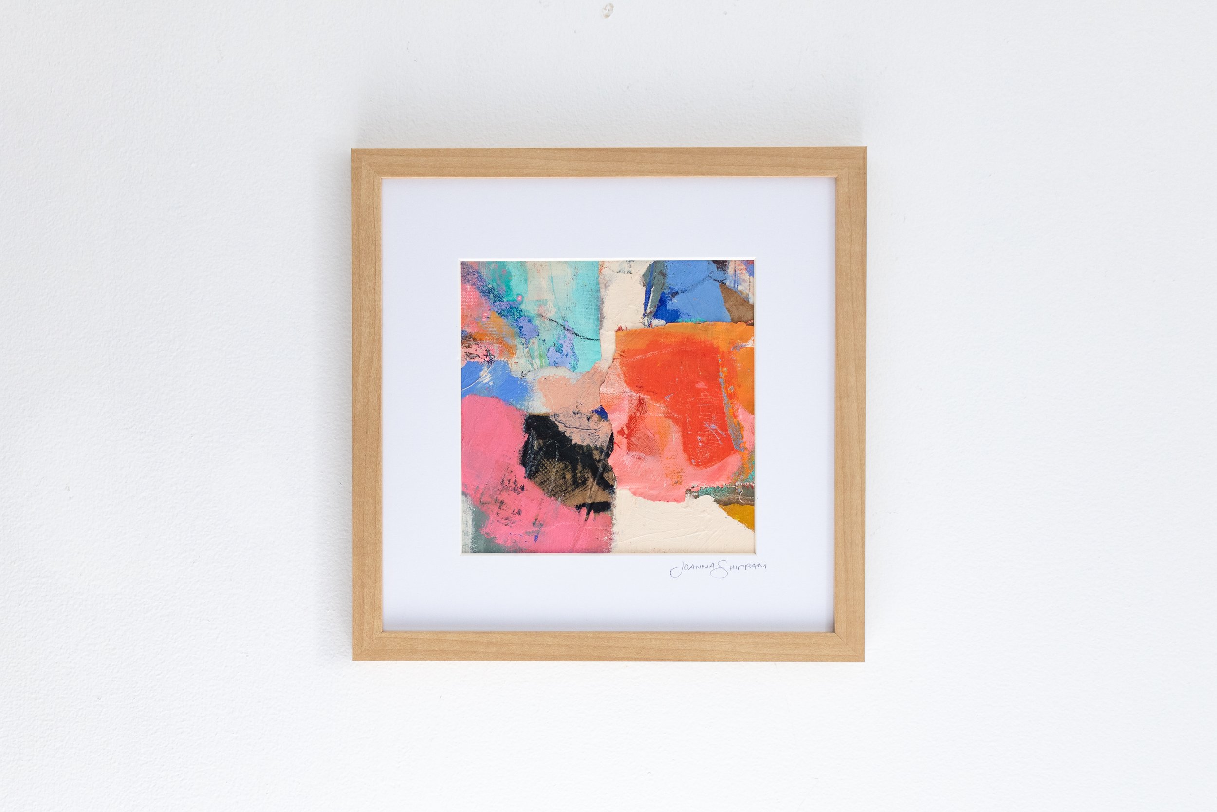 Golden Hour,  13x 13 in. framed, mixed media collage