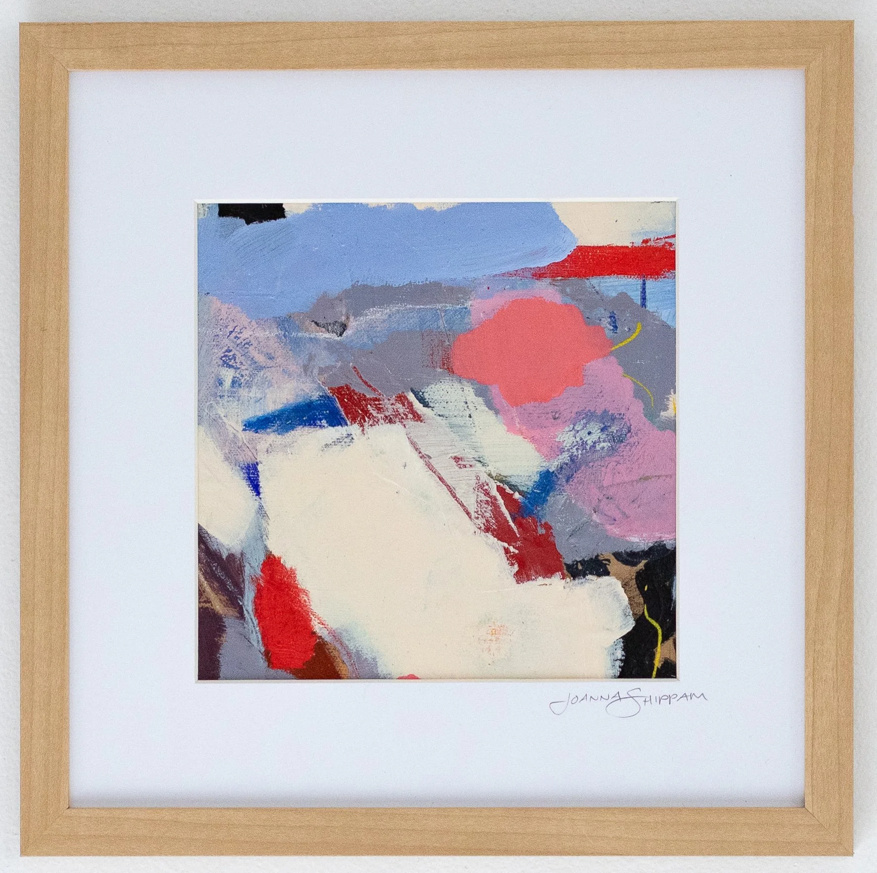 Borrowed Light, 13 x 13 in. framed, mixed media collage