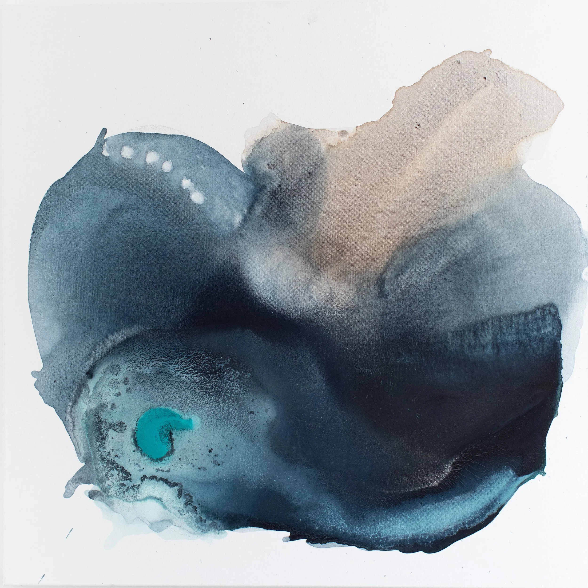Undercurrent, 36 x 36 in., natural indigo, kelp ink, copper oxide