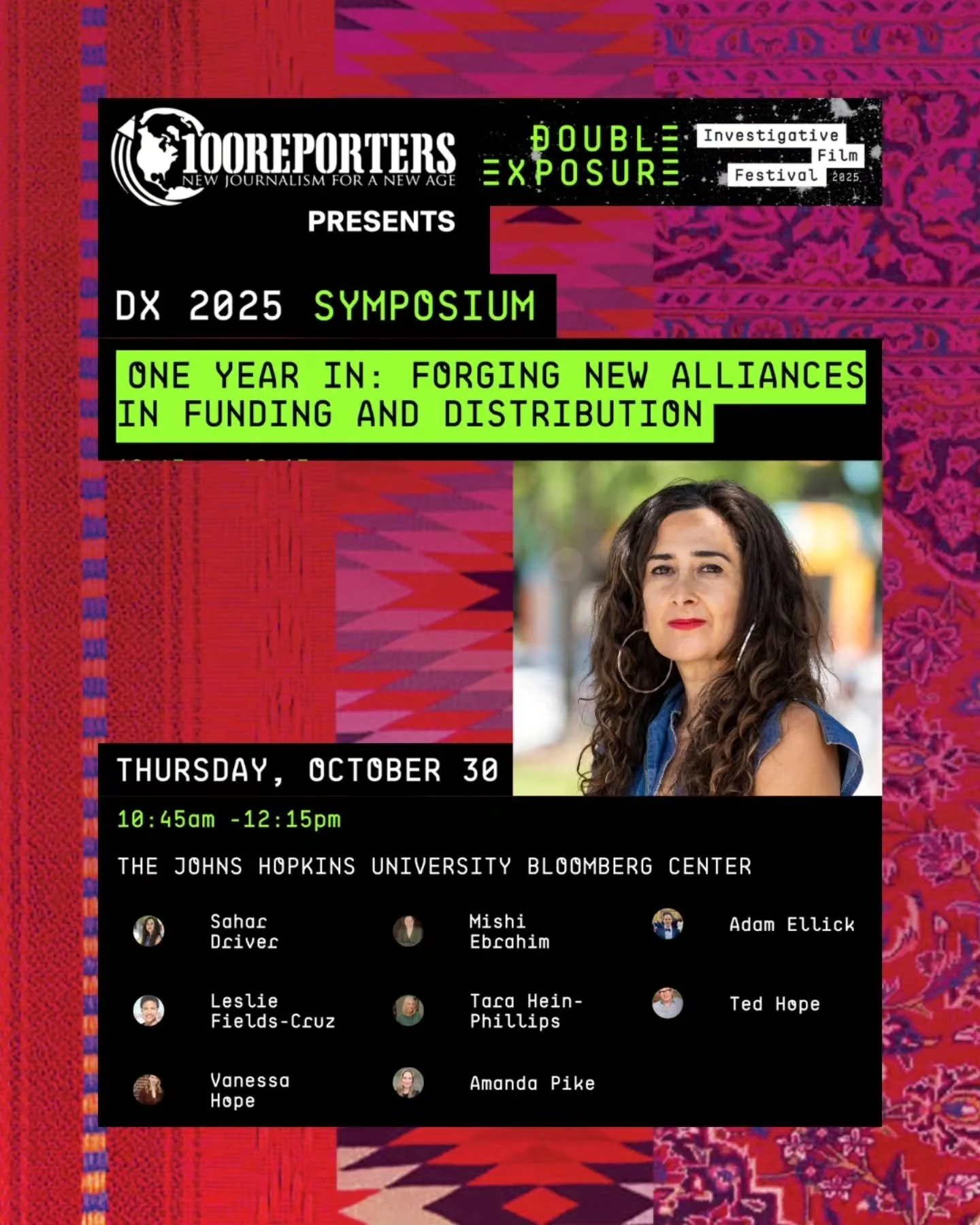On October 30th, our very own Sahar Driver will be part of the &quot;One Year In: Forging New Alliances in Funding and Distribution&quot; panel discussion at this year's Double Exposure Investigative Film Festival. This event is part of DX Fest's 202